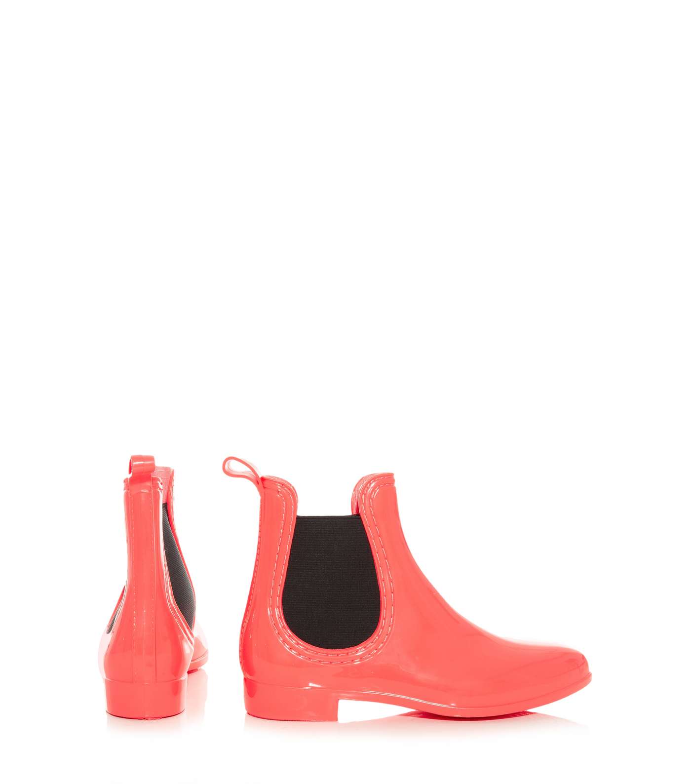 Coral and Black Chelsea Wellies Image 4
