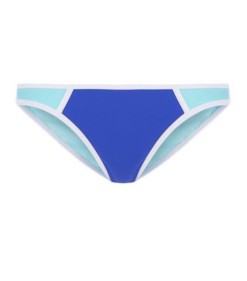 Dark Blue Colour Block Bikini Bottoms New Look