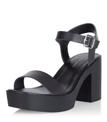 black chunky heel sandals