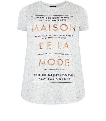 Curves Grey Maison De La Mode Print T Shirt New Look