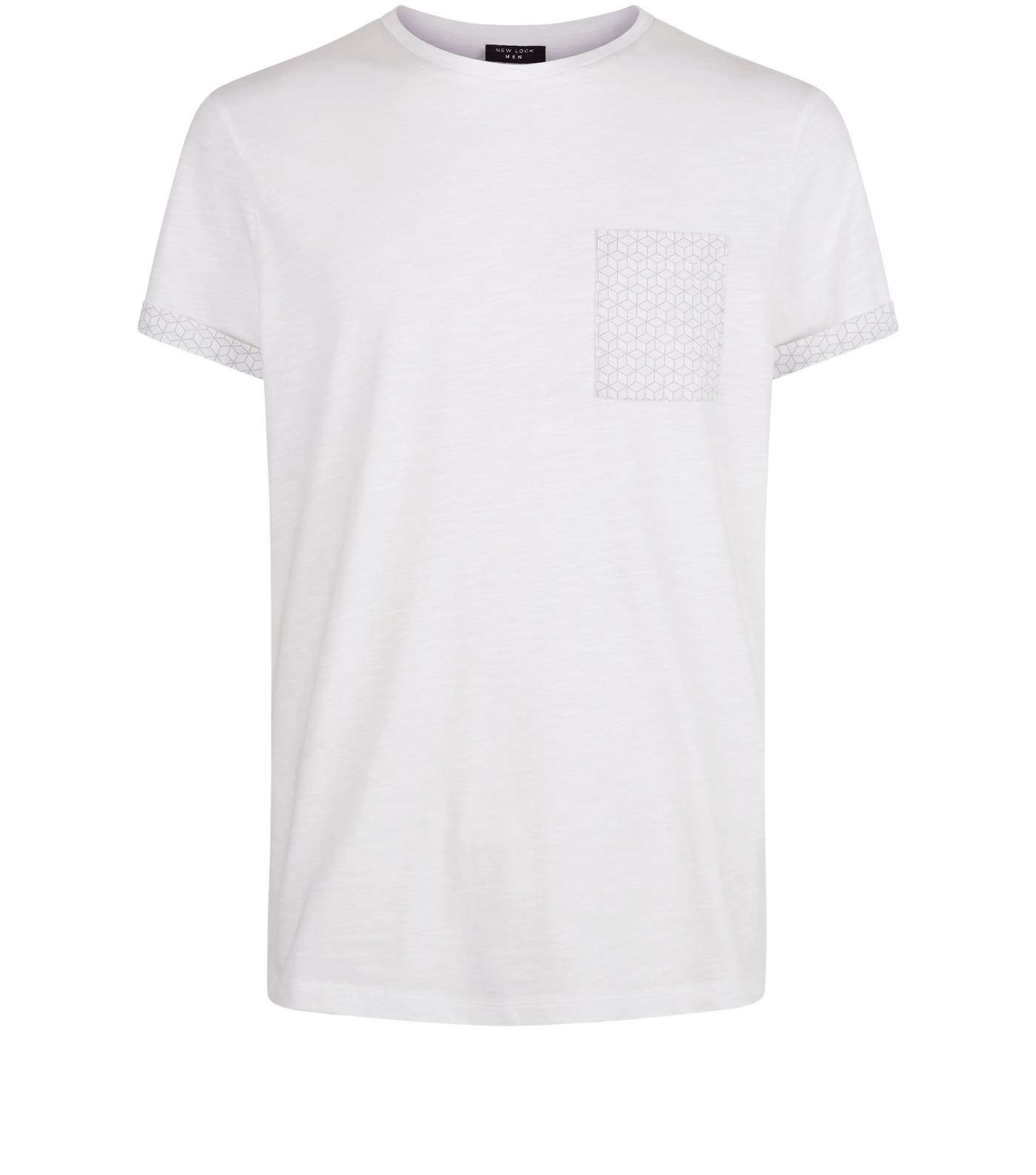 White Geo Print Pocket T-Shirt Image 4