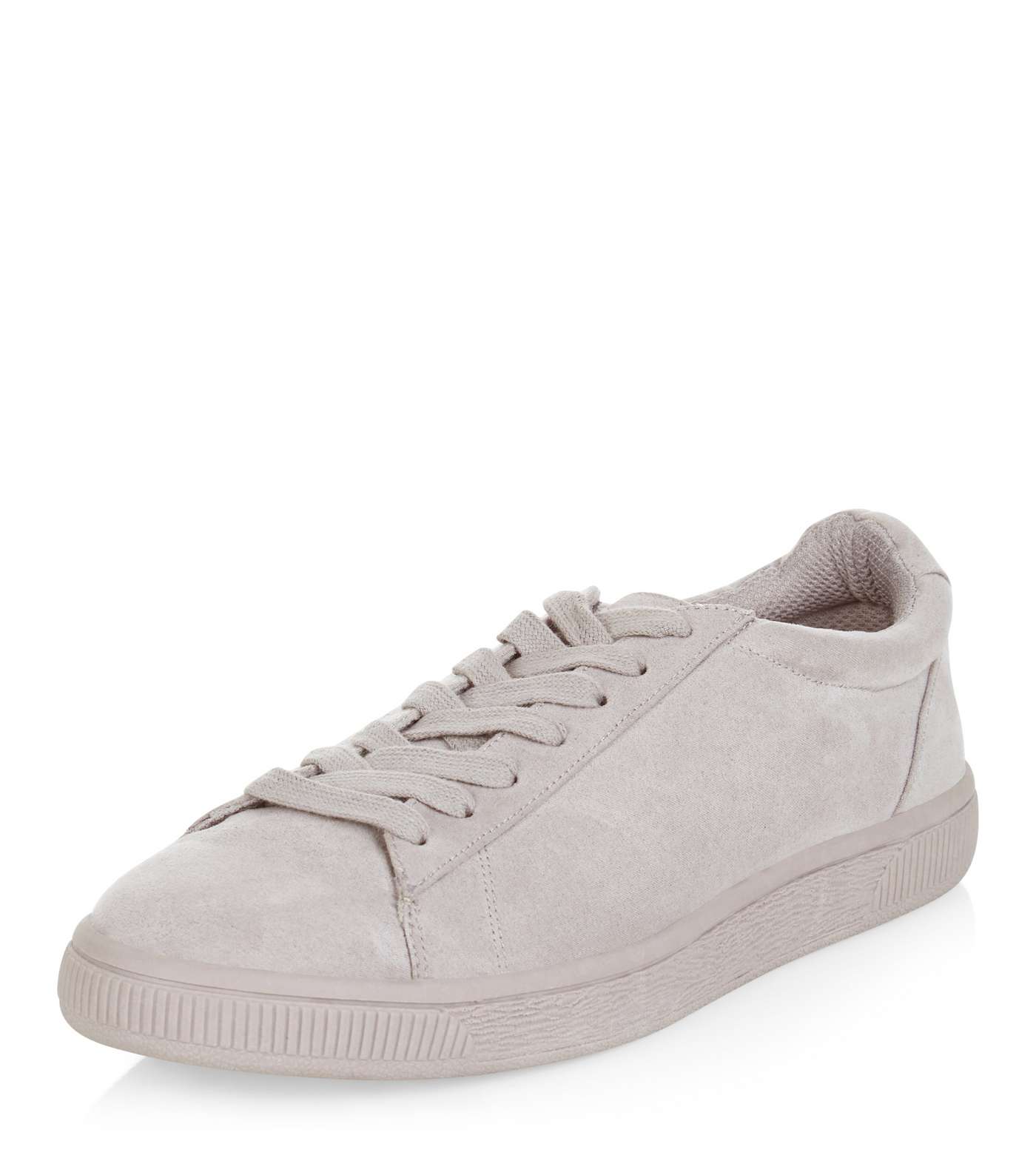 Grey Suedette Lace Up Trainers 