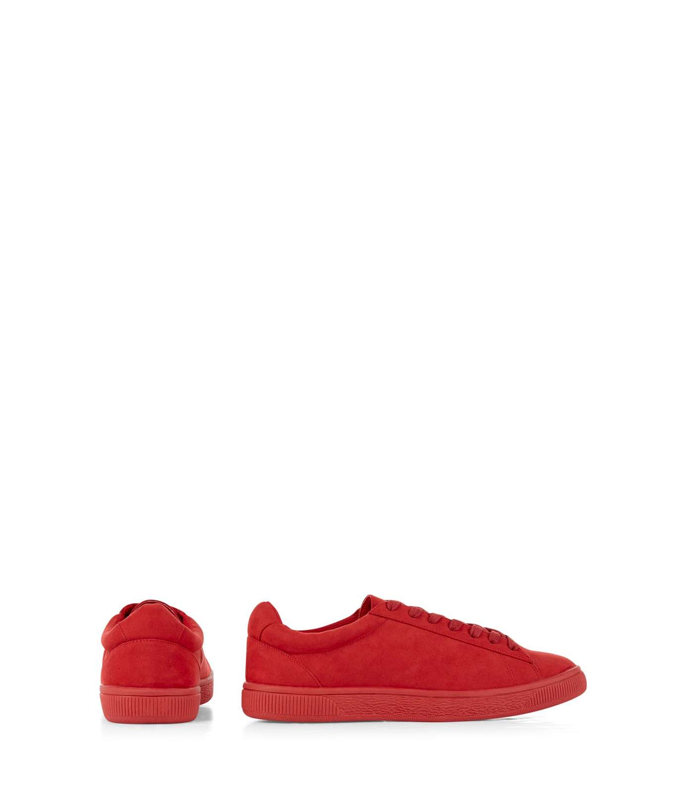 Bright Red Suedette Trainers Image 4