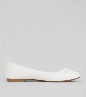 wide fit white ballet pumps
