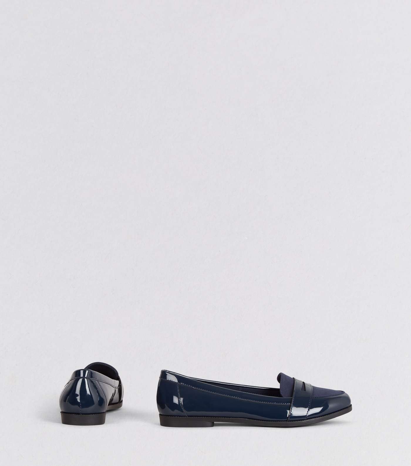 Wide Fit Navy Comfort Patent Loafers Image 4