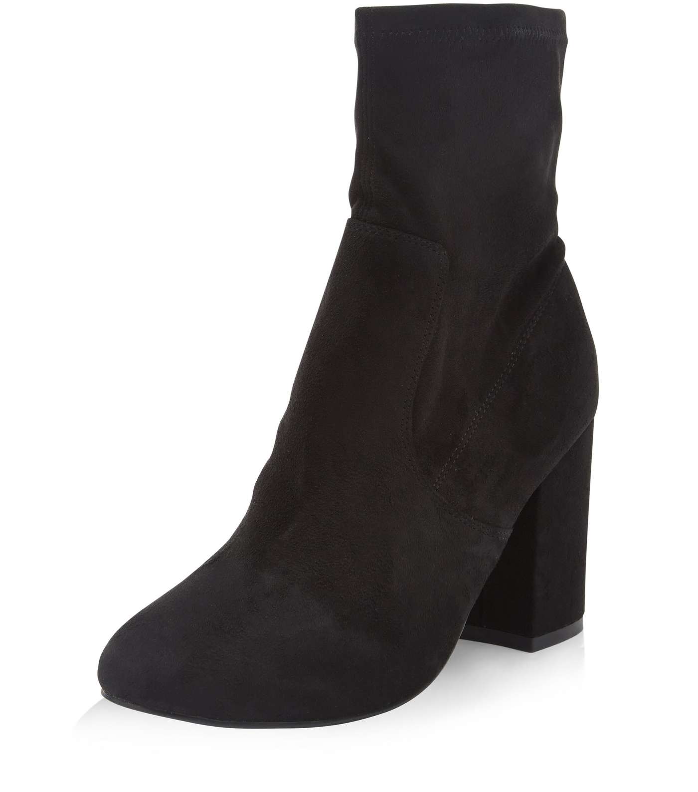 Black Suedette Block Heel High Ankle Boots  Image 5