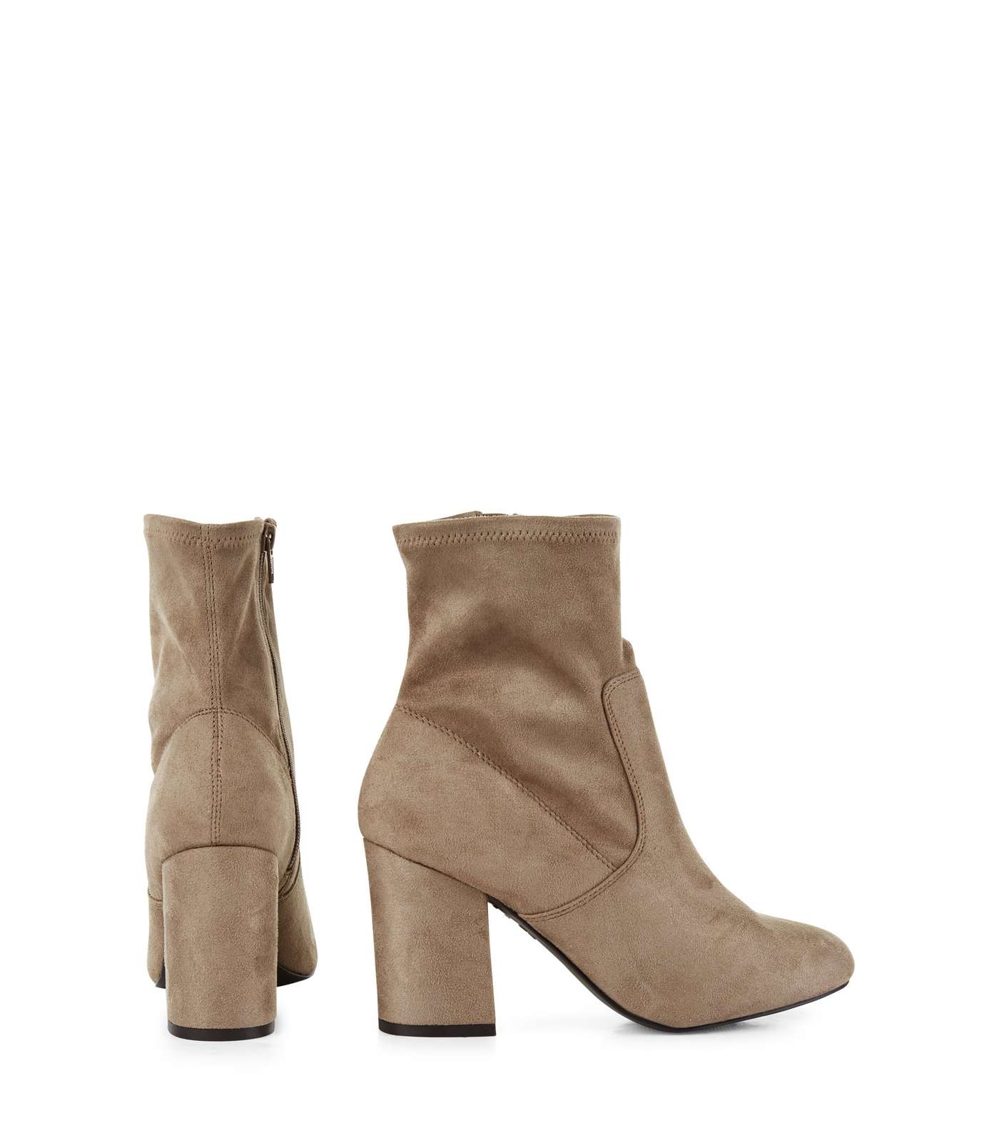Grey Suedette Block Heel High Ankle Boots  Image 4