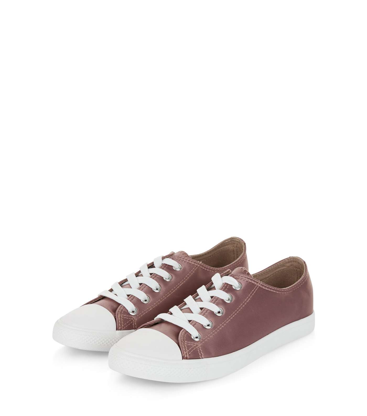 Pink Sateen Lace Up Plimsolls  Image 3