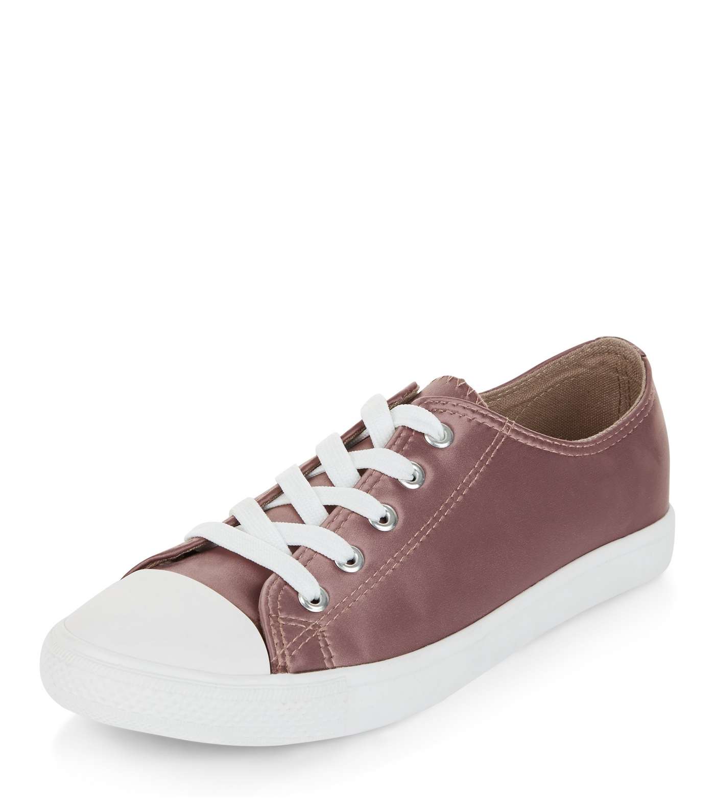 Pink Sateen Lace Up Plimsolls  Image 5