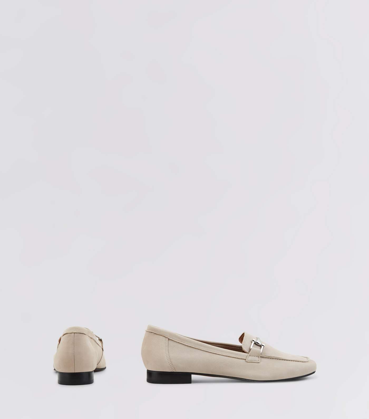 Grey Leather Metal Trim Loafers Image 4