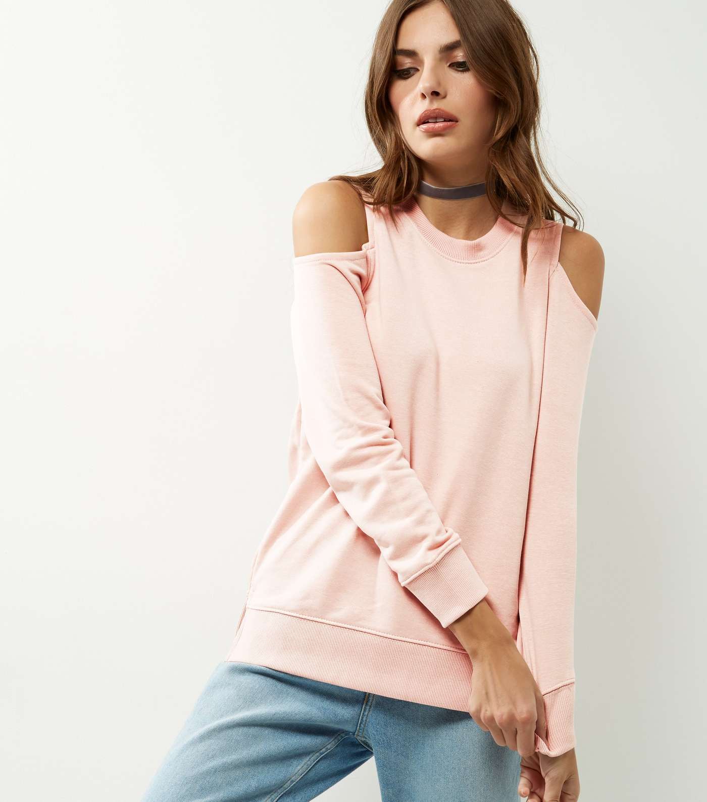 Shell Pink Cold Shoulder Sweater