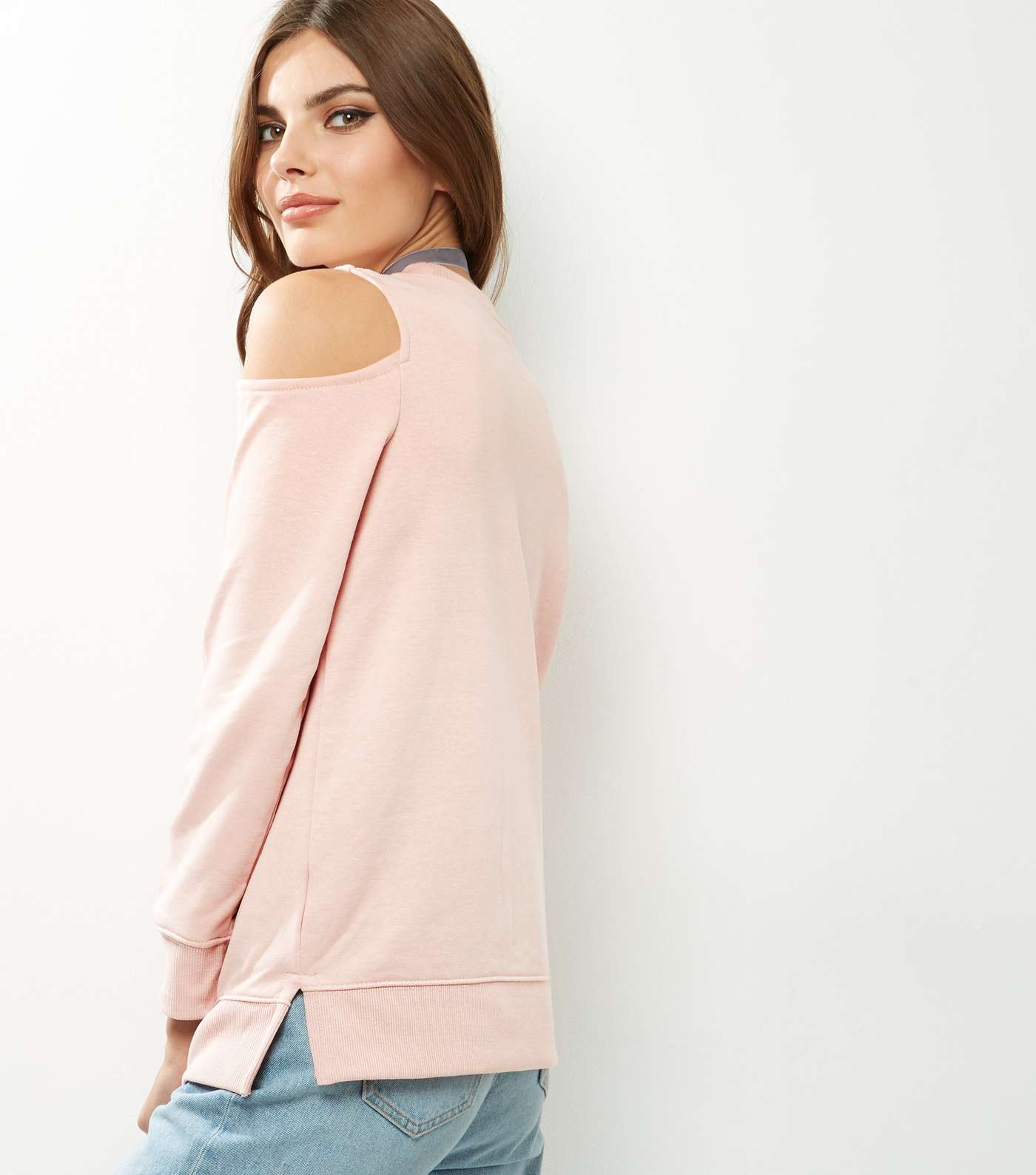 Shell Pink Cold Shoulder Sweater Image 3
