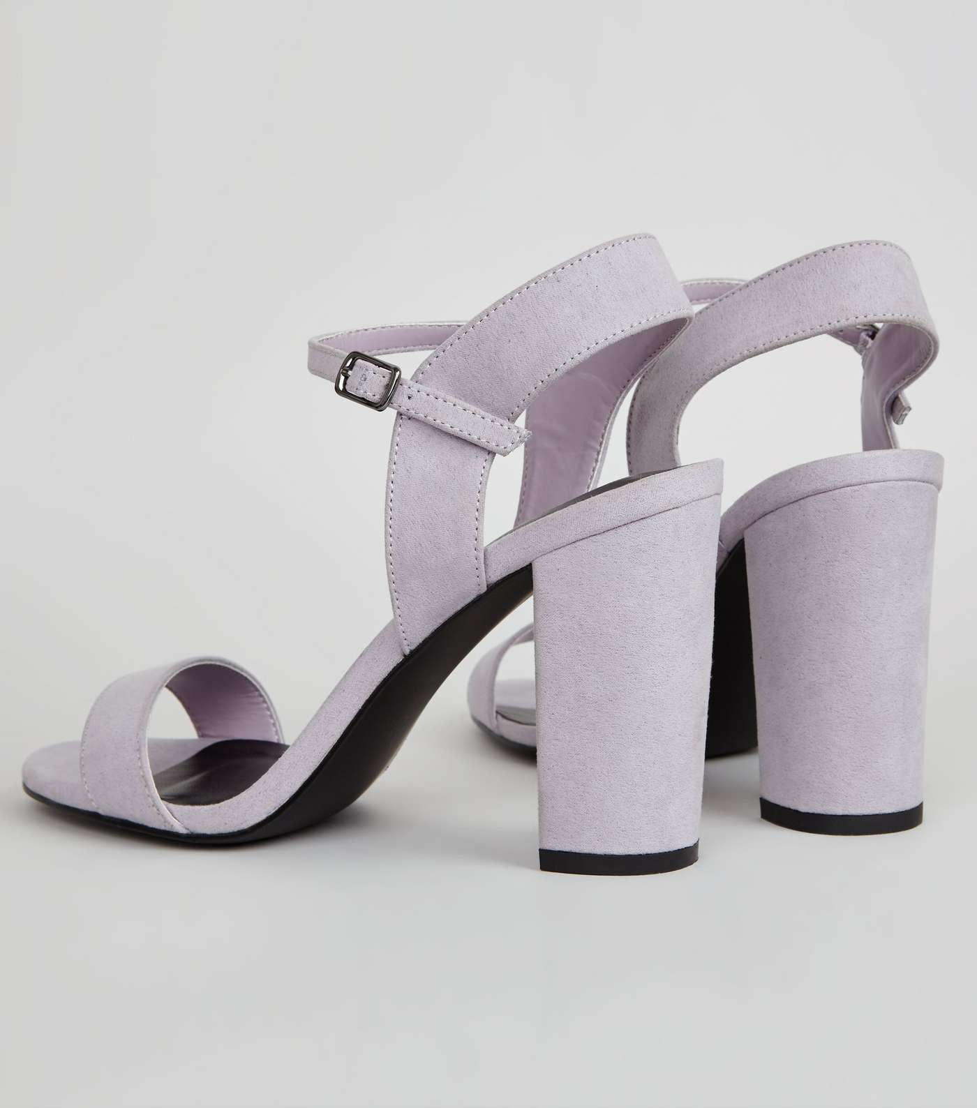 Lilac Suedette Block Heel Ankle Strap Sandals Image 4