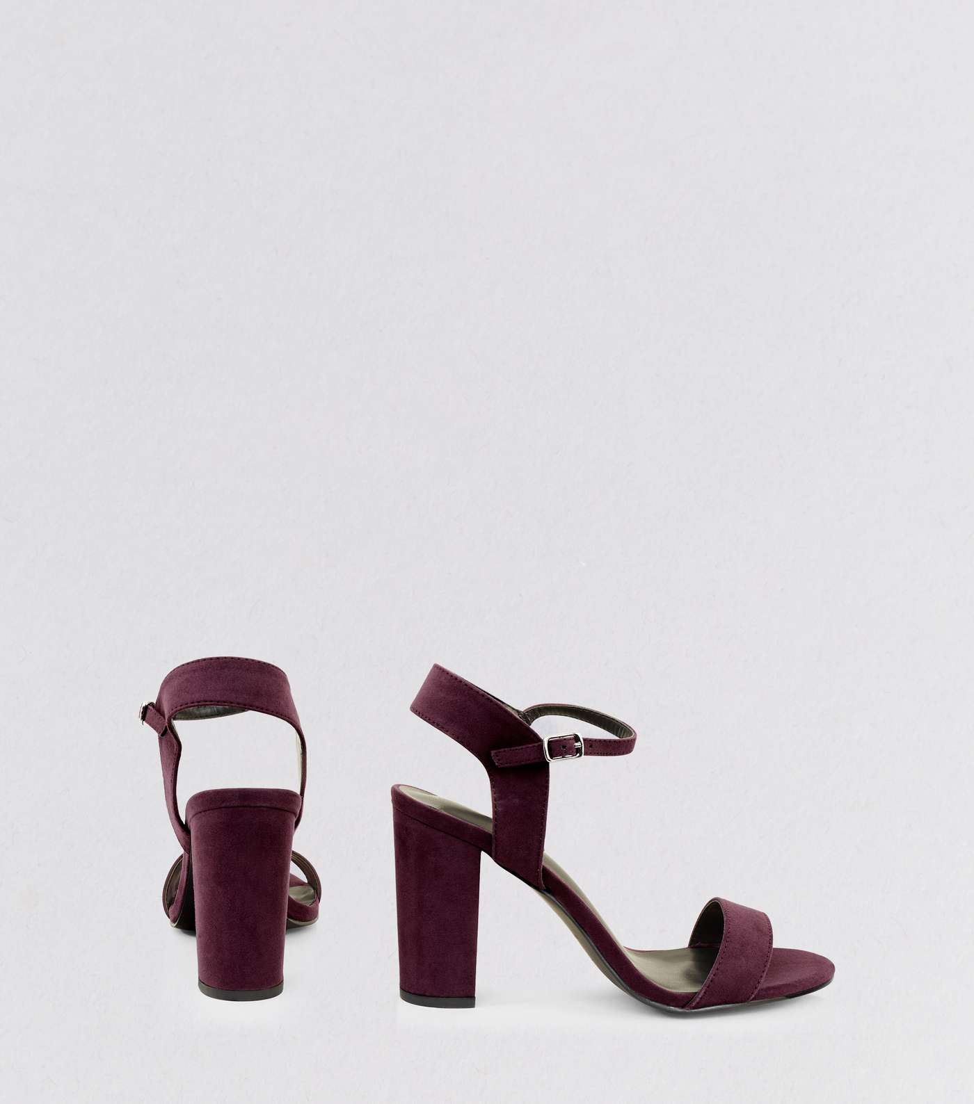 Purple Suedette Block Heel Ankle Strap Sandals Image 4