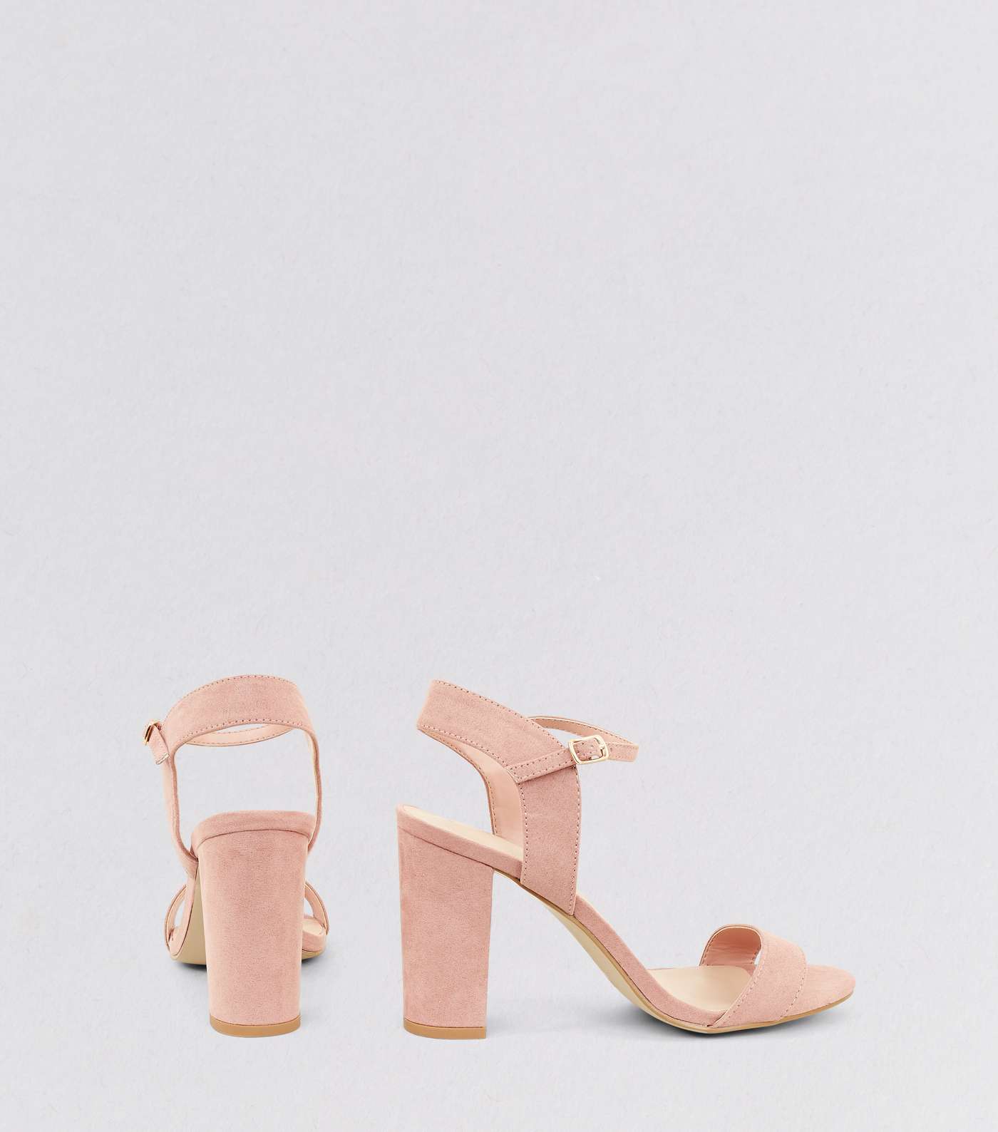 Pink Suedette Block Heel Ankle Strap Sandals Image 4