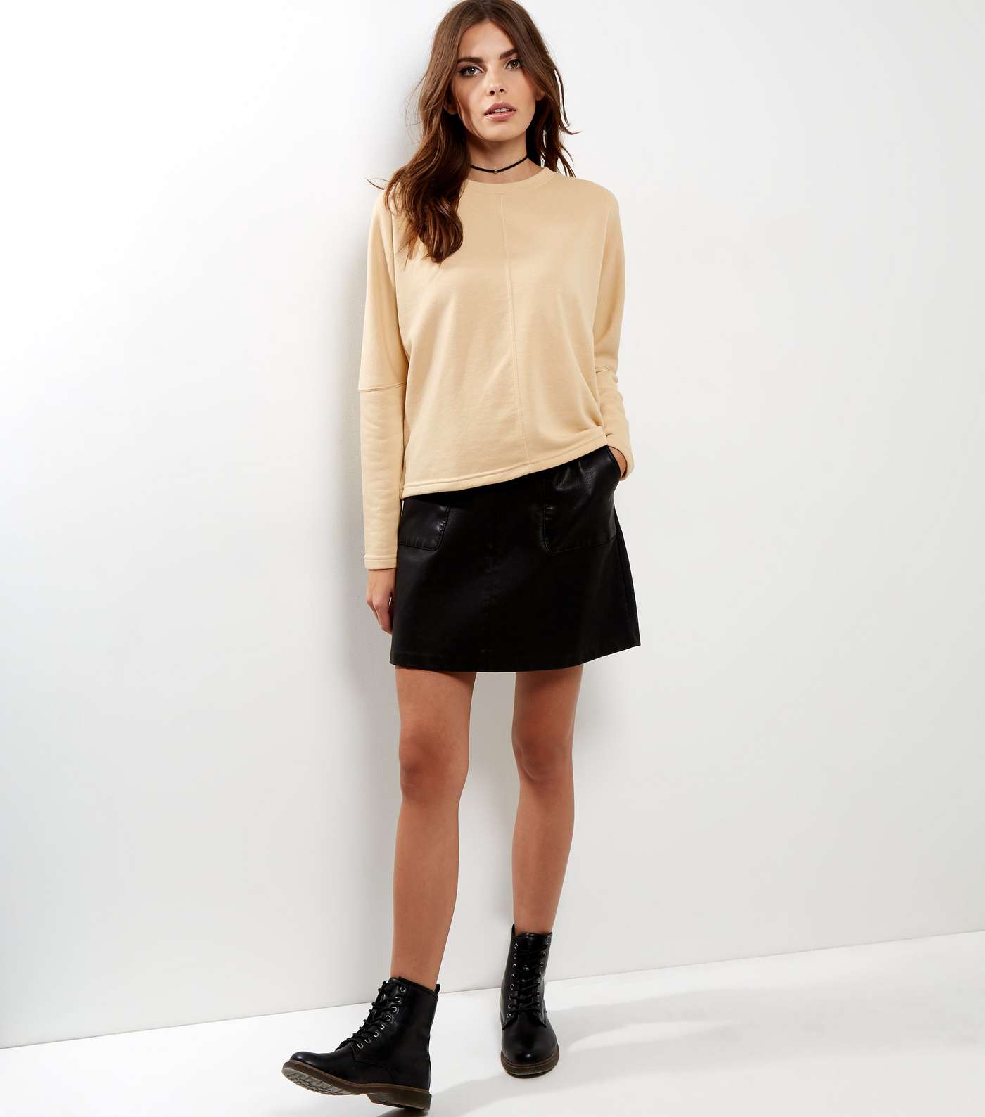 Cream Batwing Sleeve Cropped Sweater  Image 2