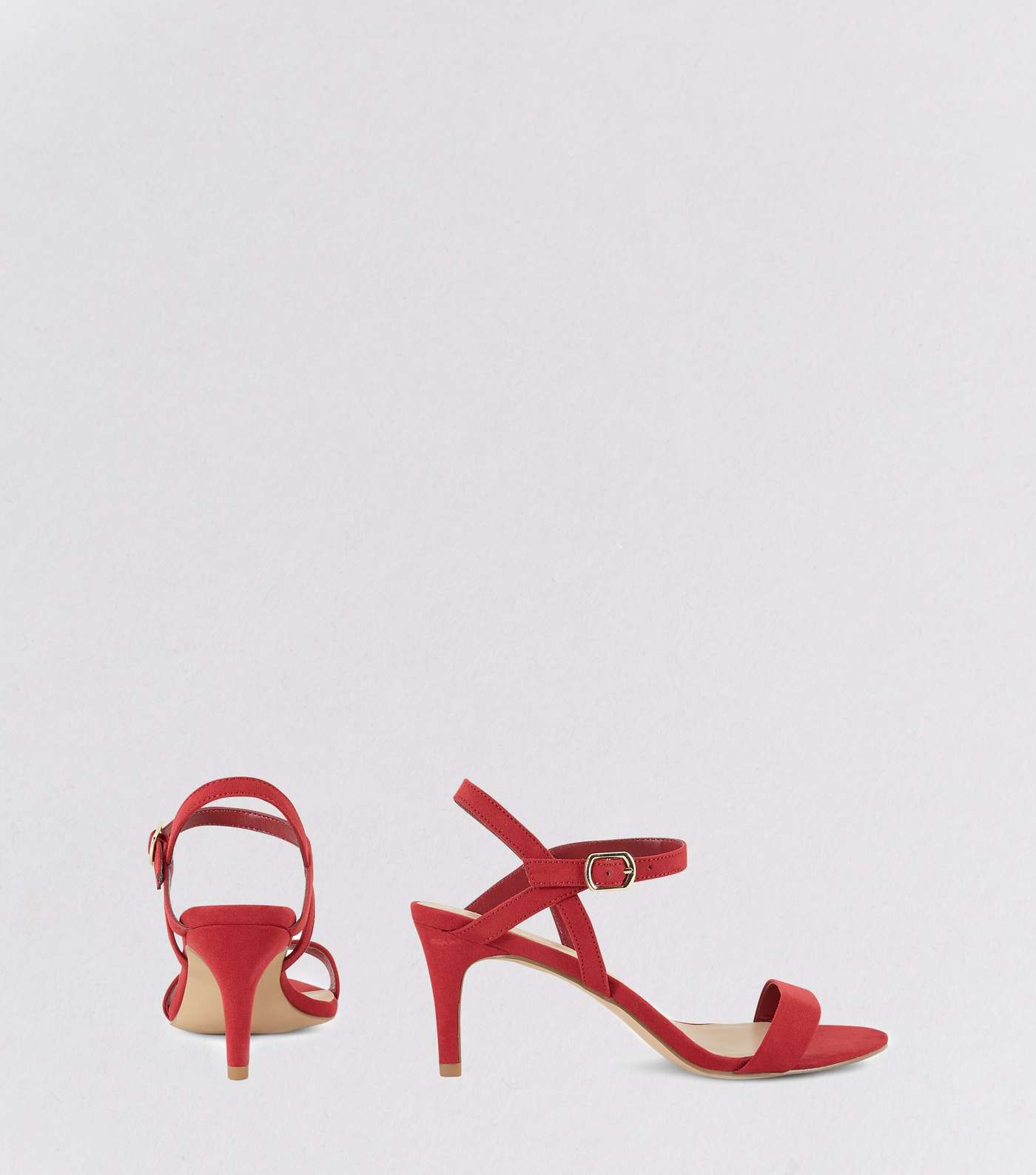 Red Suedette Low Heeled Sandals  Image 4