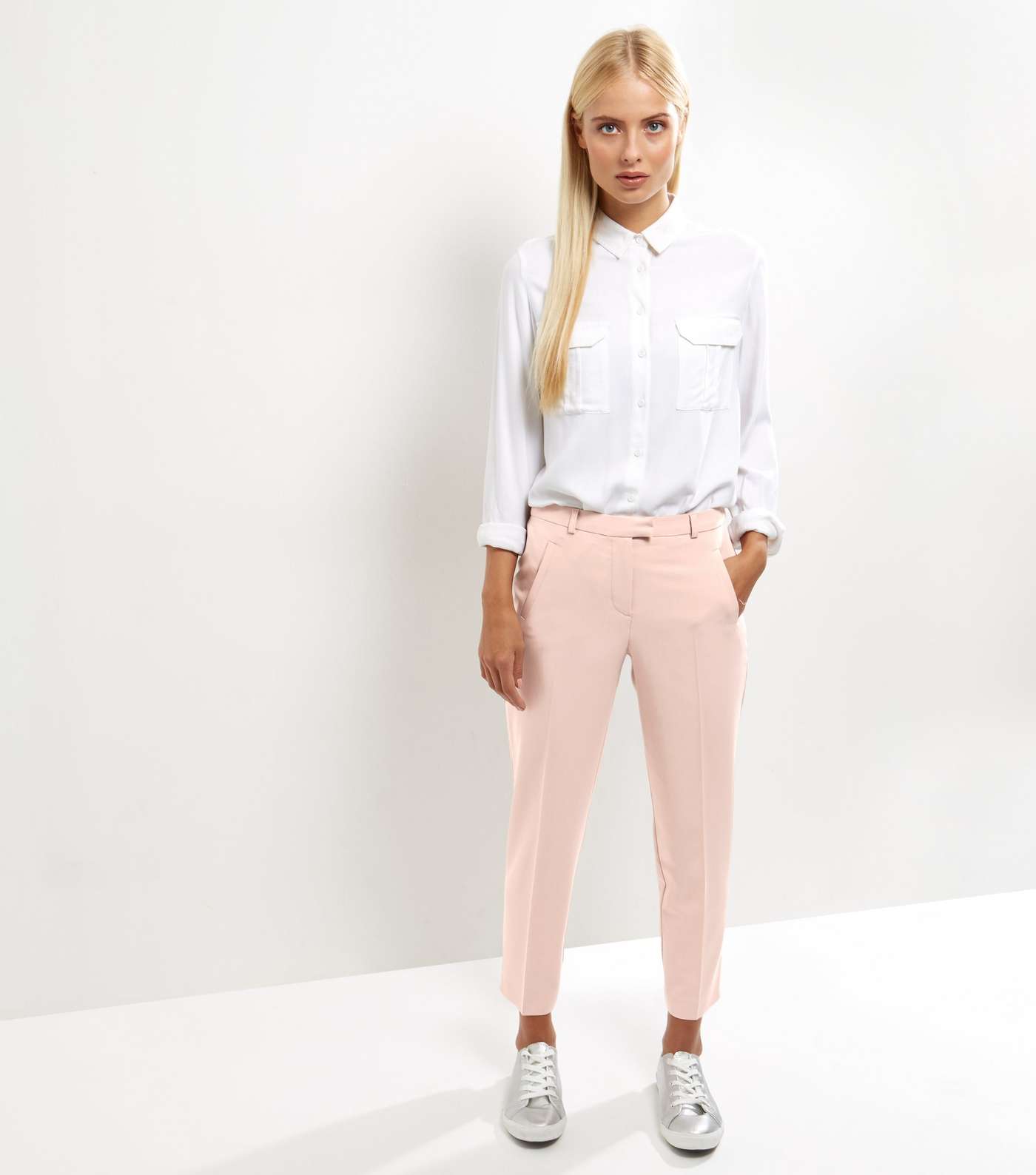 Mid Pink Slim Leg Trousers  Image 2