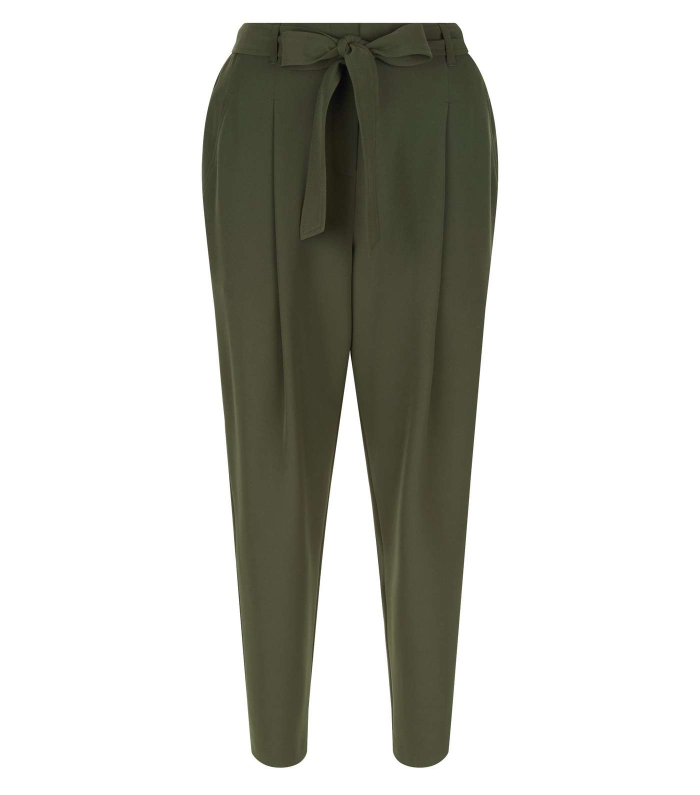 Dark Green Tie Waist Trousers Image 4