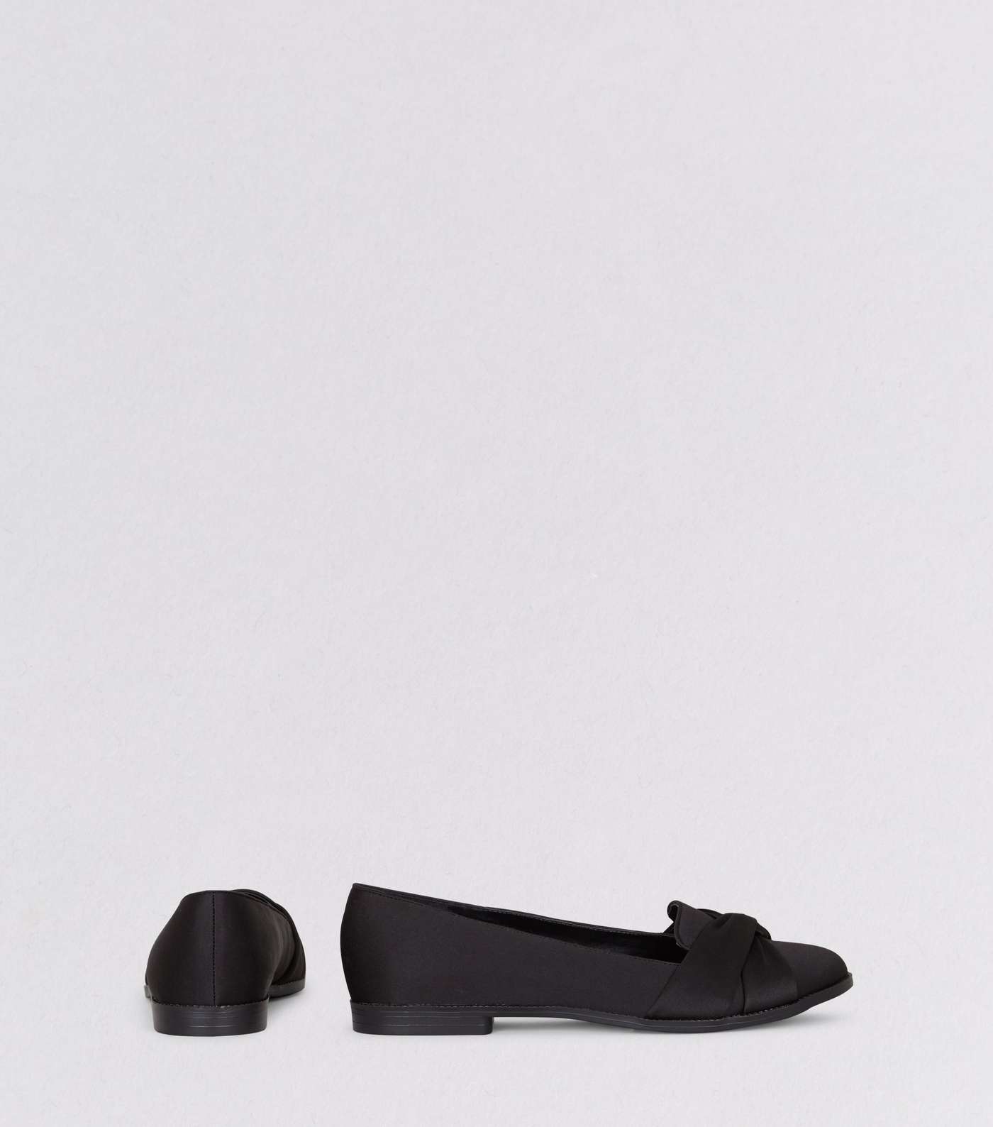 Black Satin Knot Front Loafers Image 4