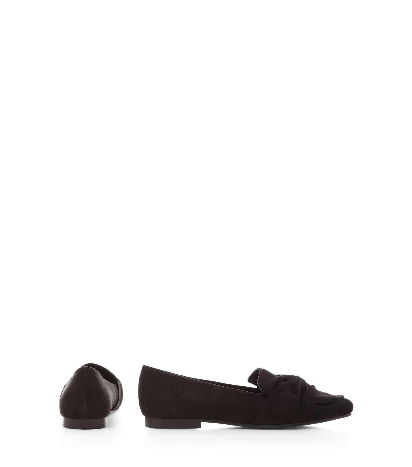 Black Suedette Knot Front Loafers Image 3