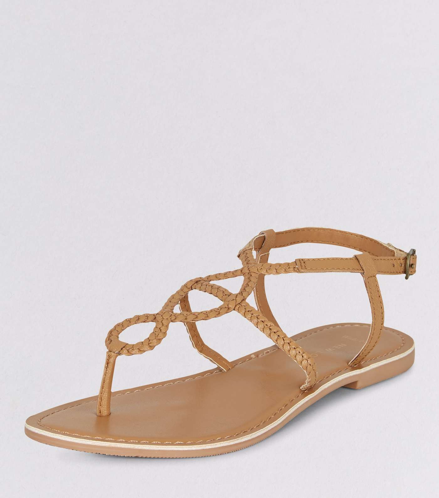 Wide Fit Tan Plaited Sandals Image 5