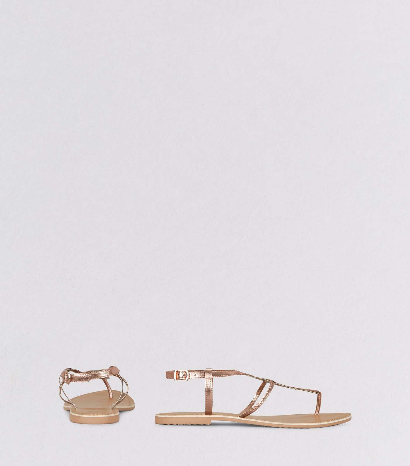 Wide Fit Rose Gold Plaited Sandals Image 4