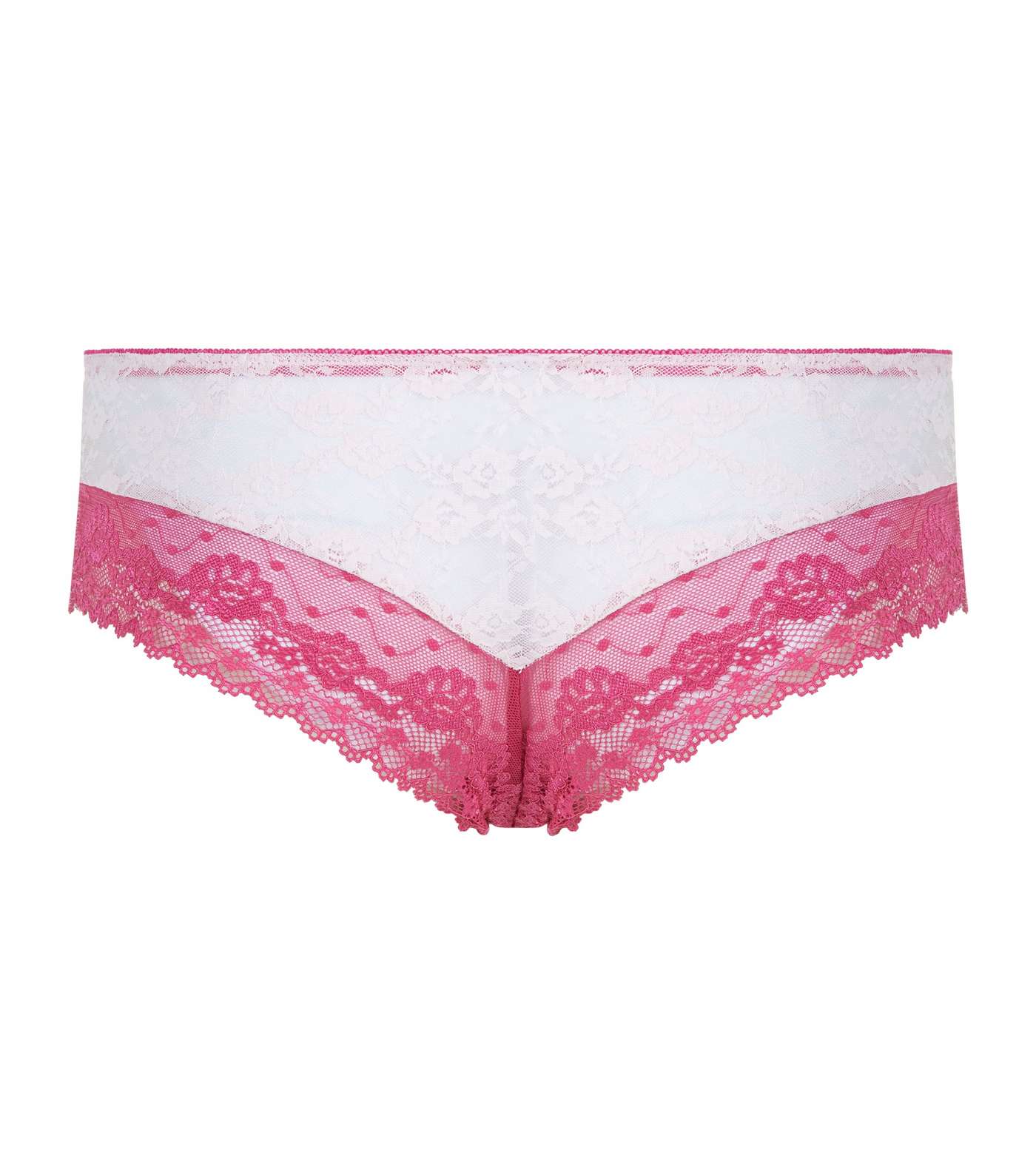 Bright Pink Two Tone Lace Brazilian Briefs Image 2