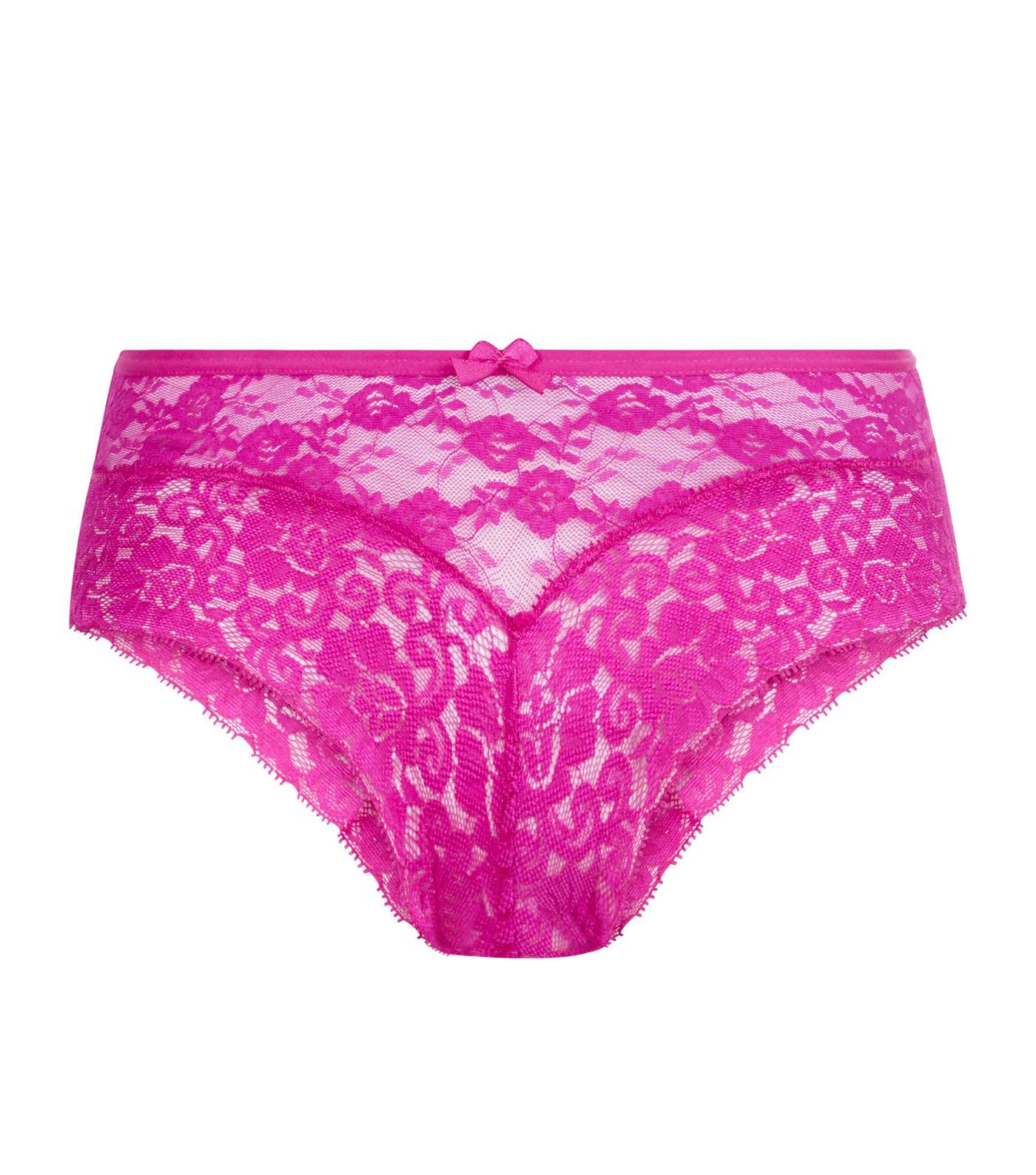 Bright Pink Lace Leg Brazilian Briefs Image 2
