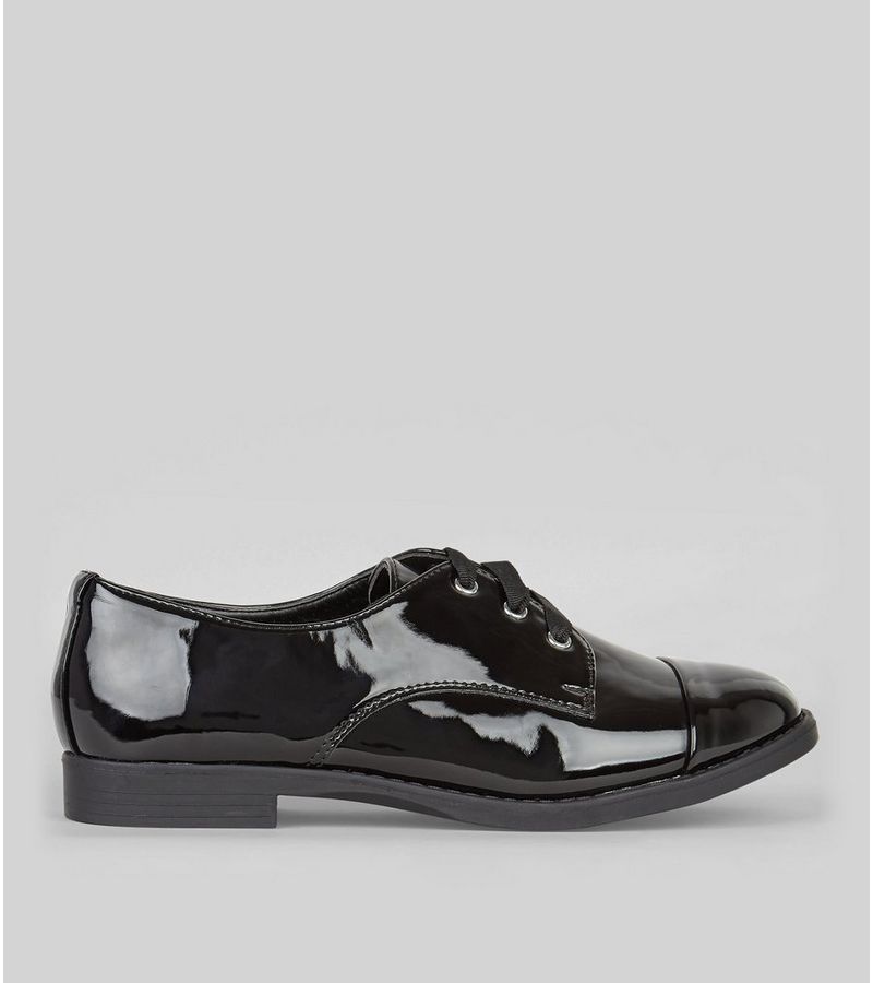 New Look Black Wide Fit Patent Lace Up Brogues at £19.99 | love the brands