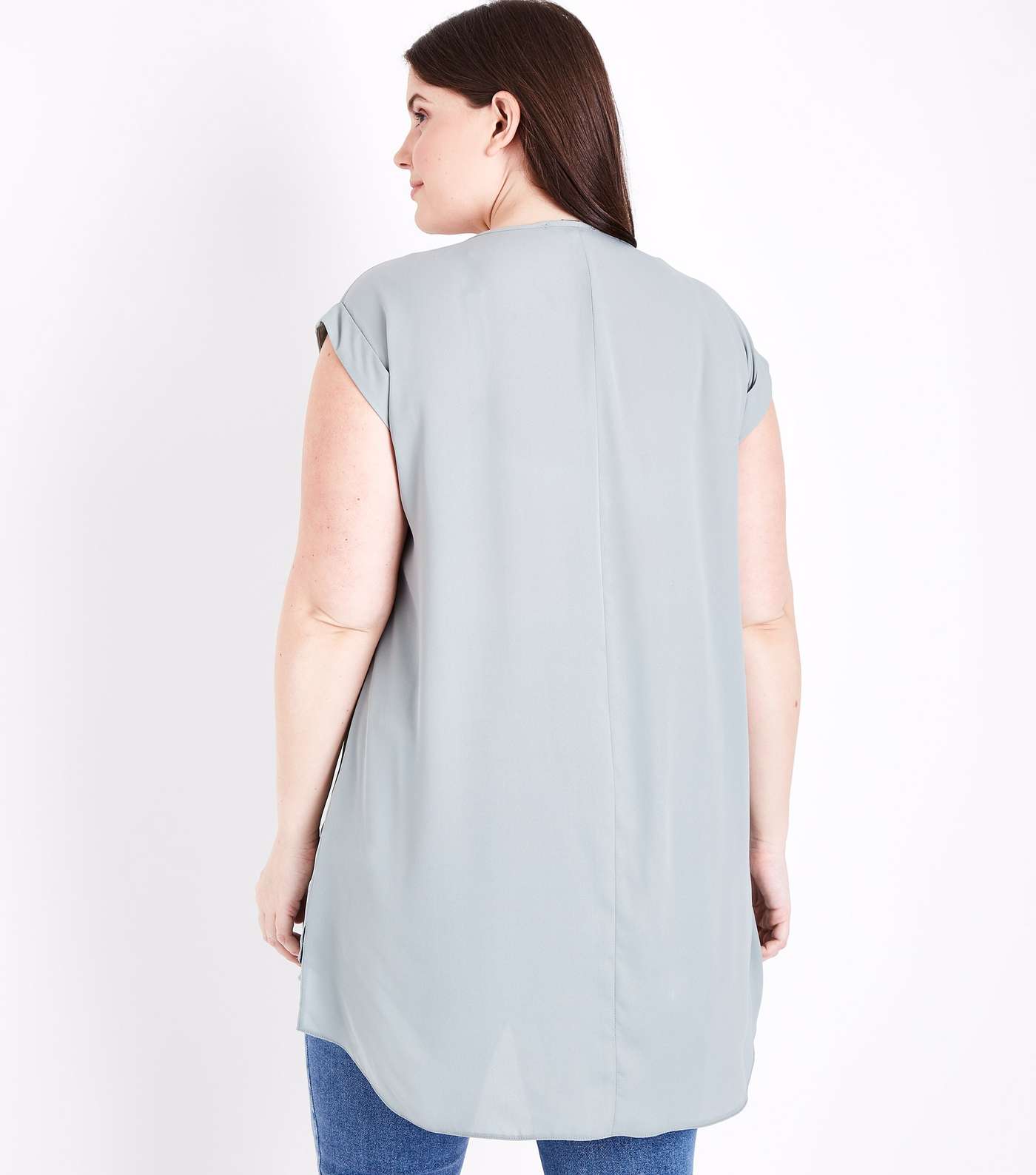Curves Mint Green Zip Neck Tunic Top Image 3