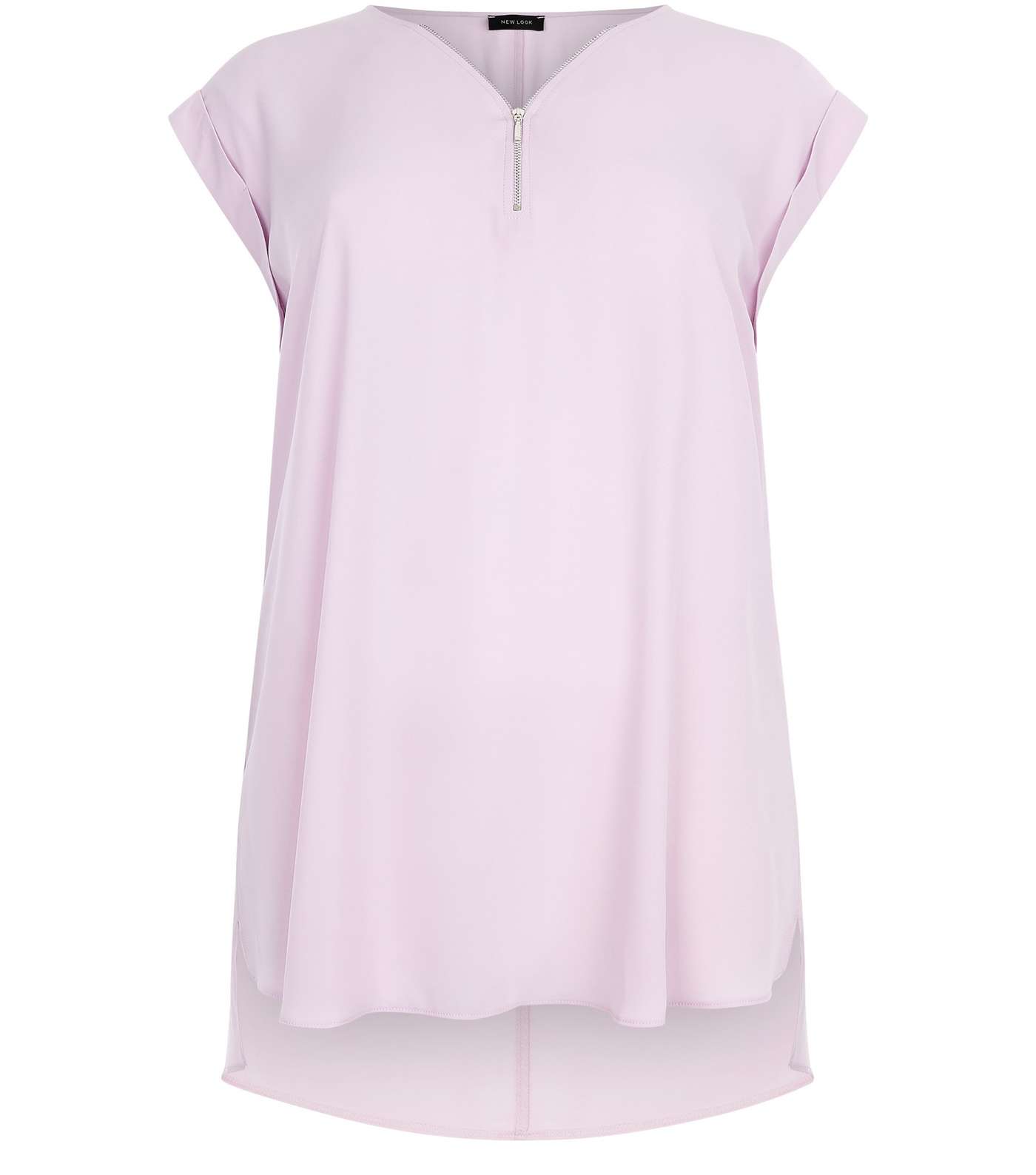 Curves Lilac Zip Neck Tunic Top Image 4
