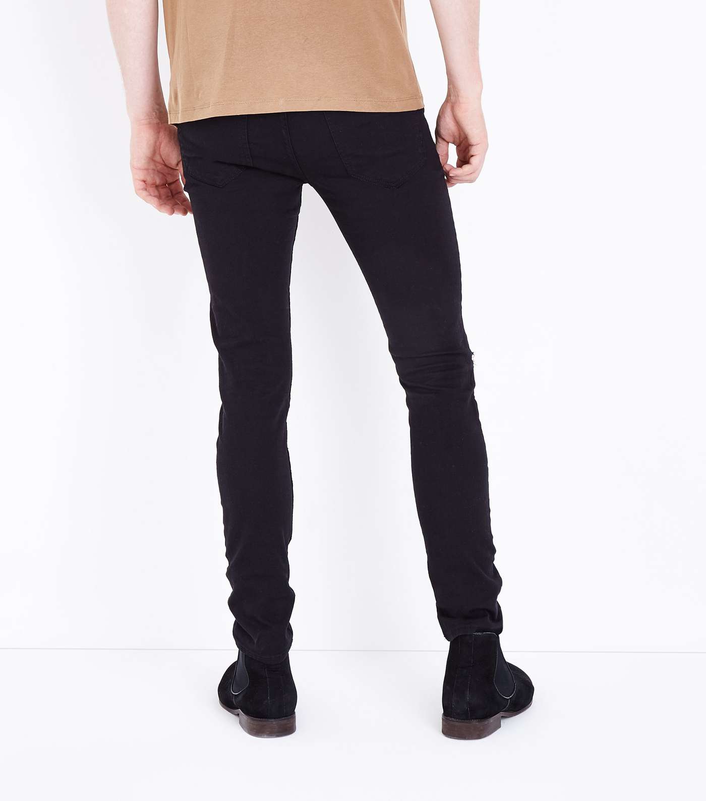 Black Ripped Knee Stretch Skinny Jeans Image 3