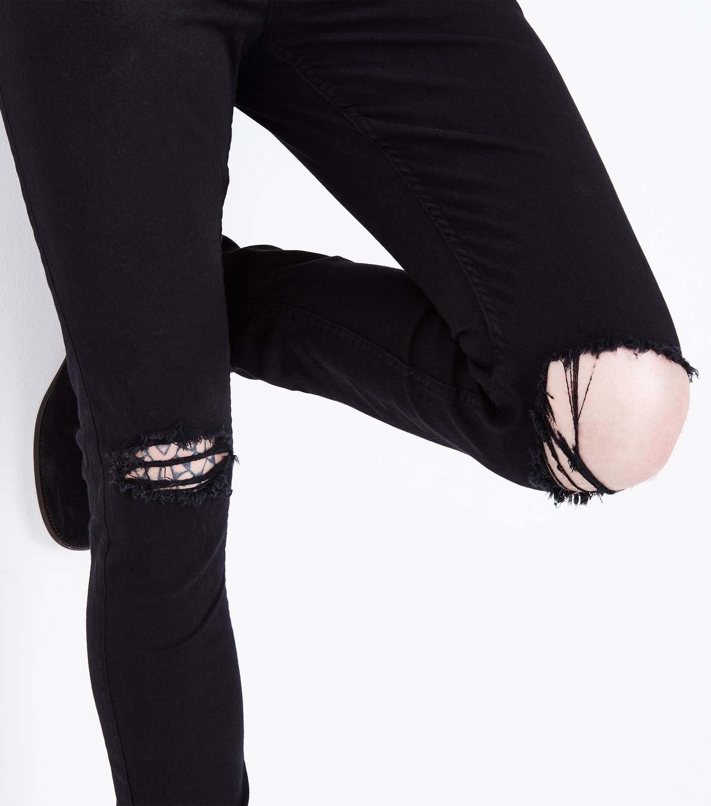 Black Ripped Knee Stretch Skinny Jeans Image 5