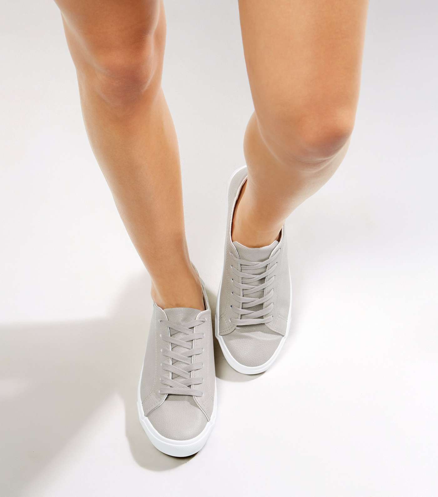 Grey Lace Up Contrast Sole Trainers