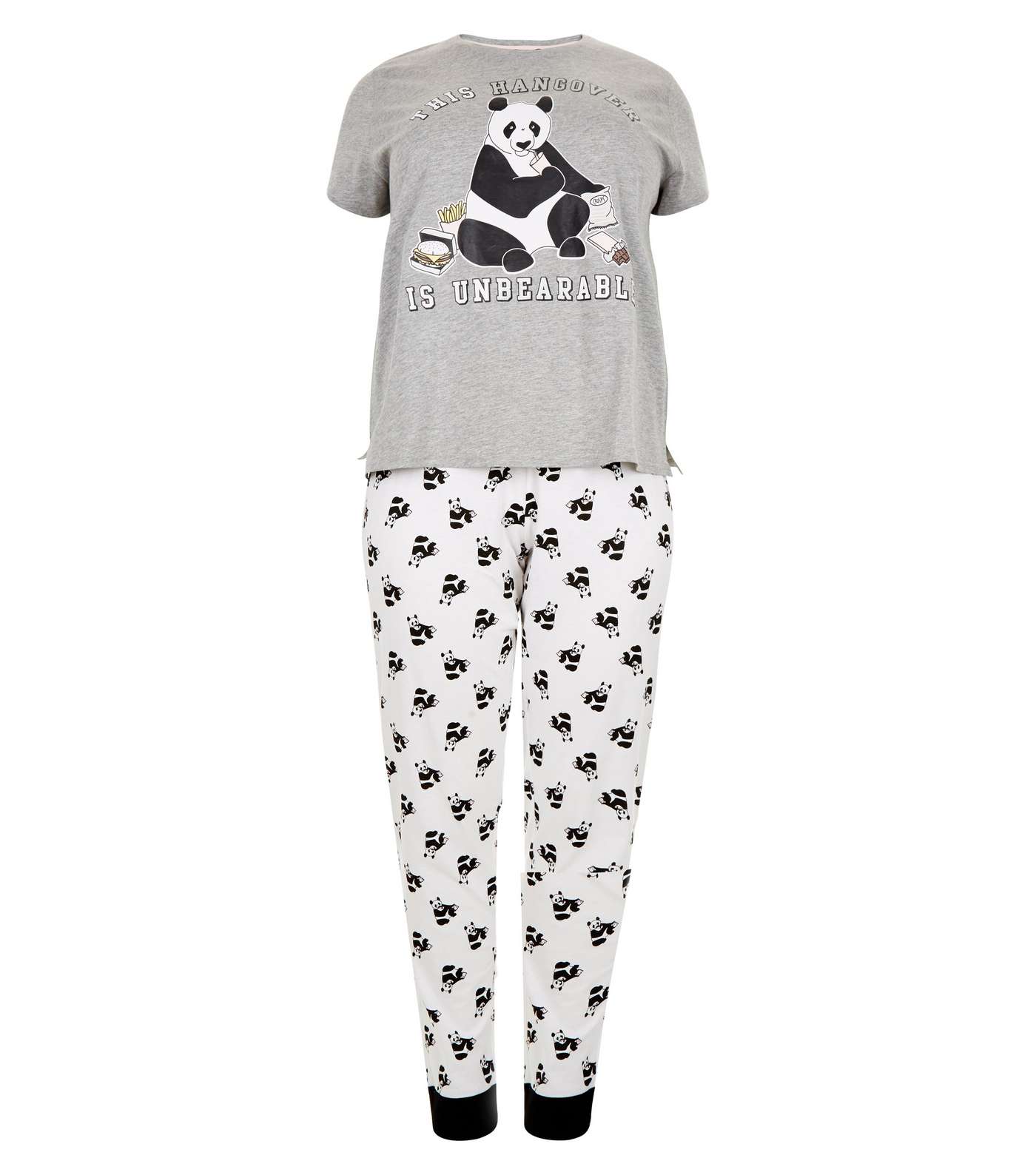 Curves Grey Hangover Panda Pyjama Set Image 3