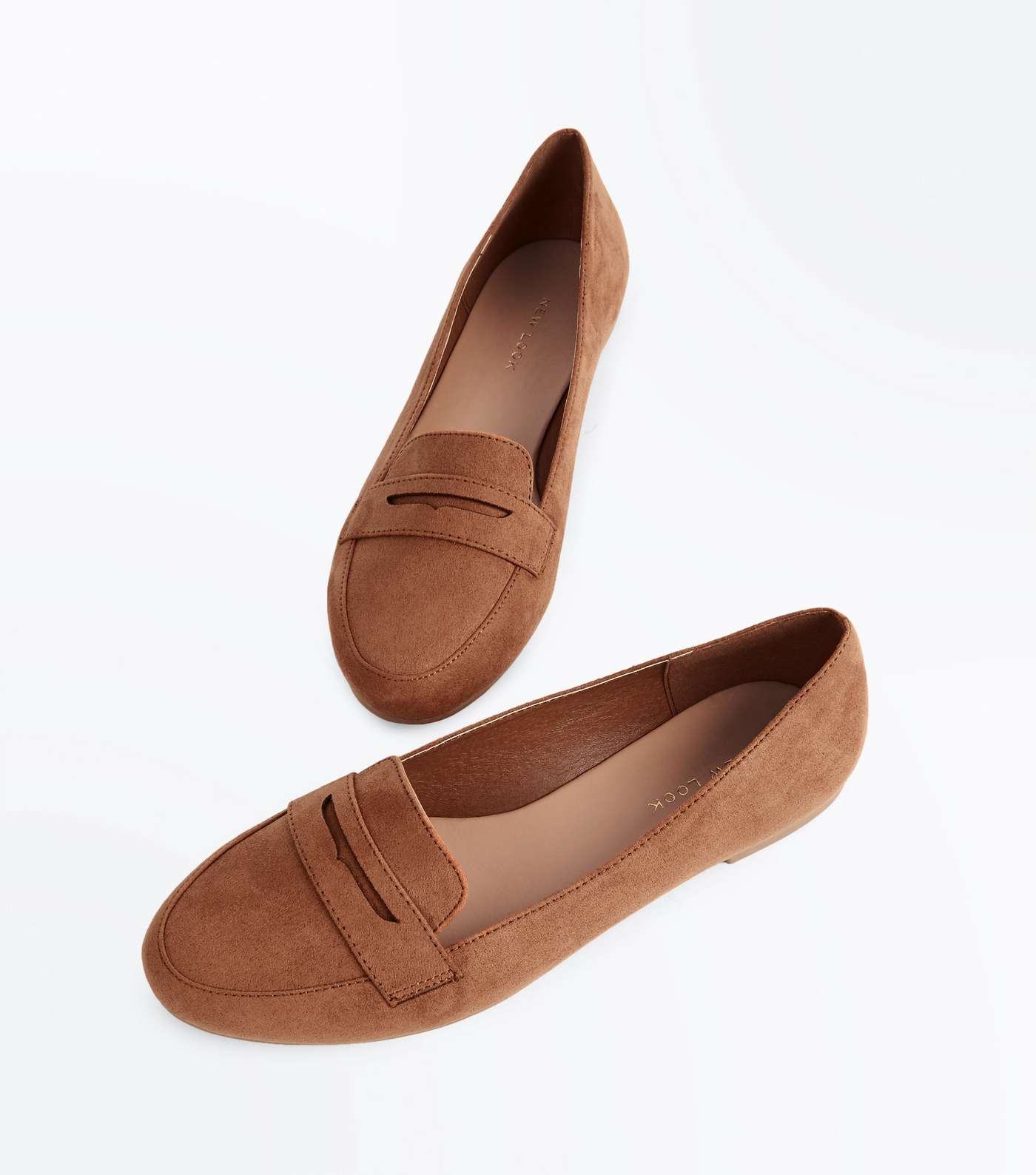 Tan Suedette Penny Loafers Image 4