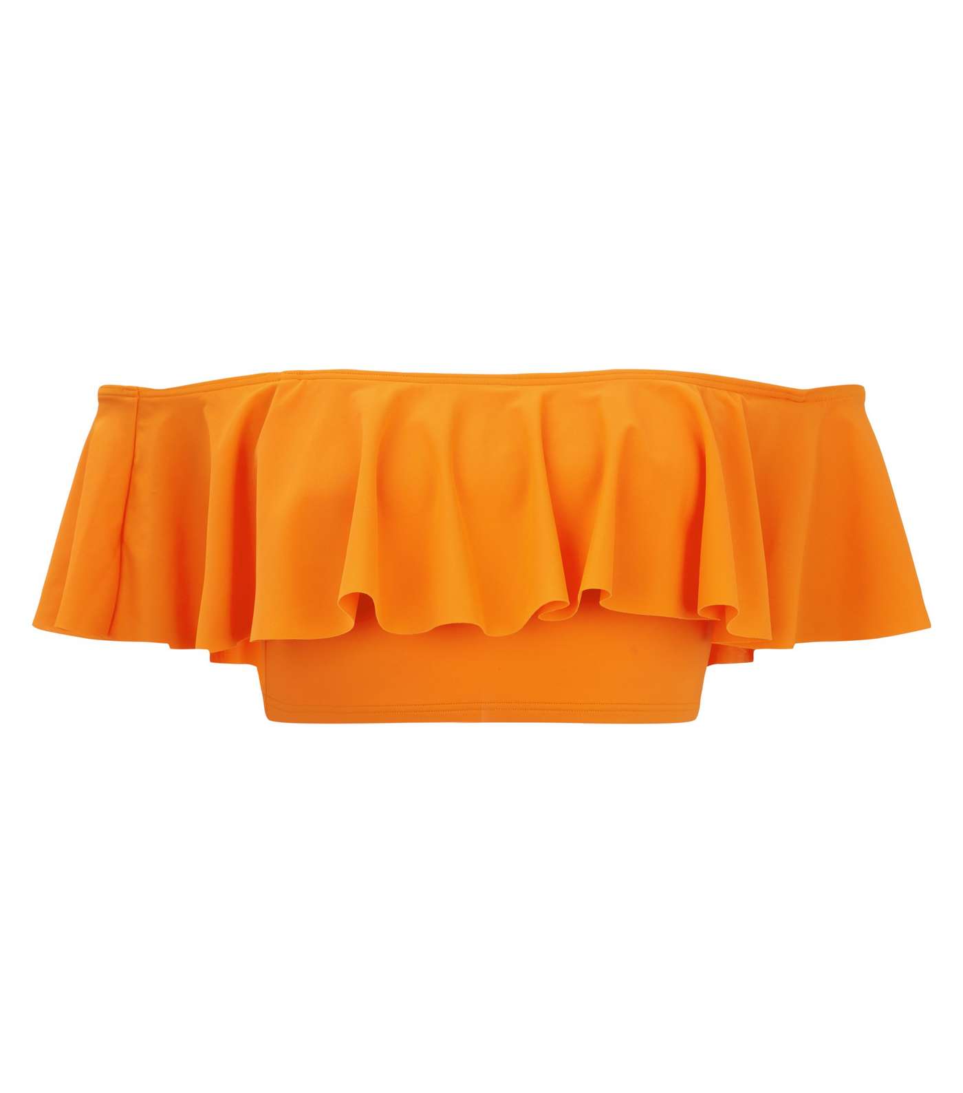Orange Bardot Neck Frill Trim Bikini Top Image 2