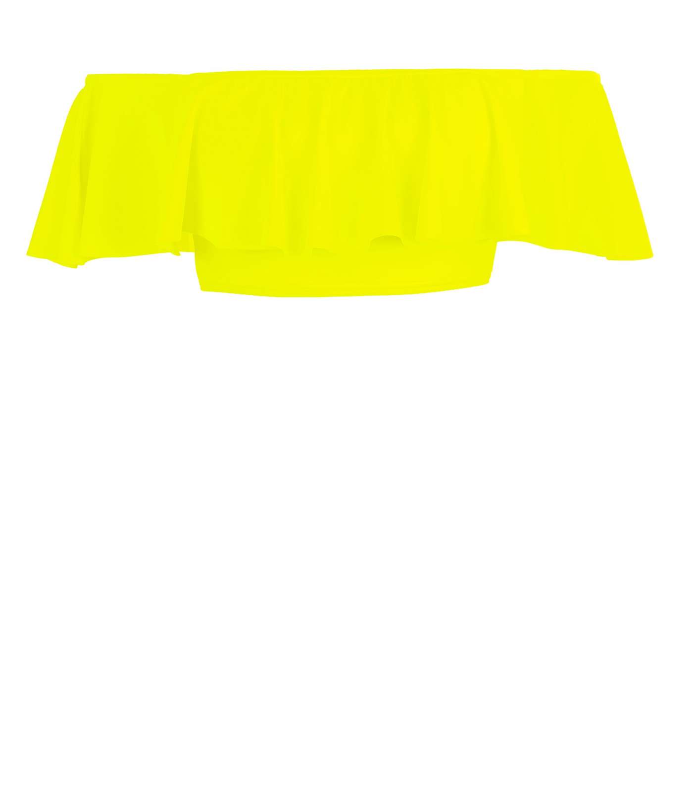 Yellow Bardot Neck Frill Trim Bikini Top Image 2