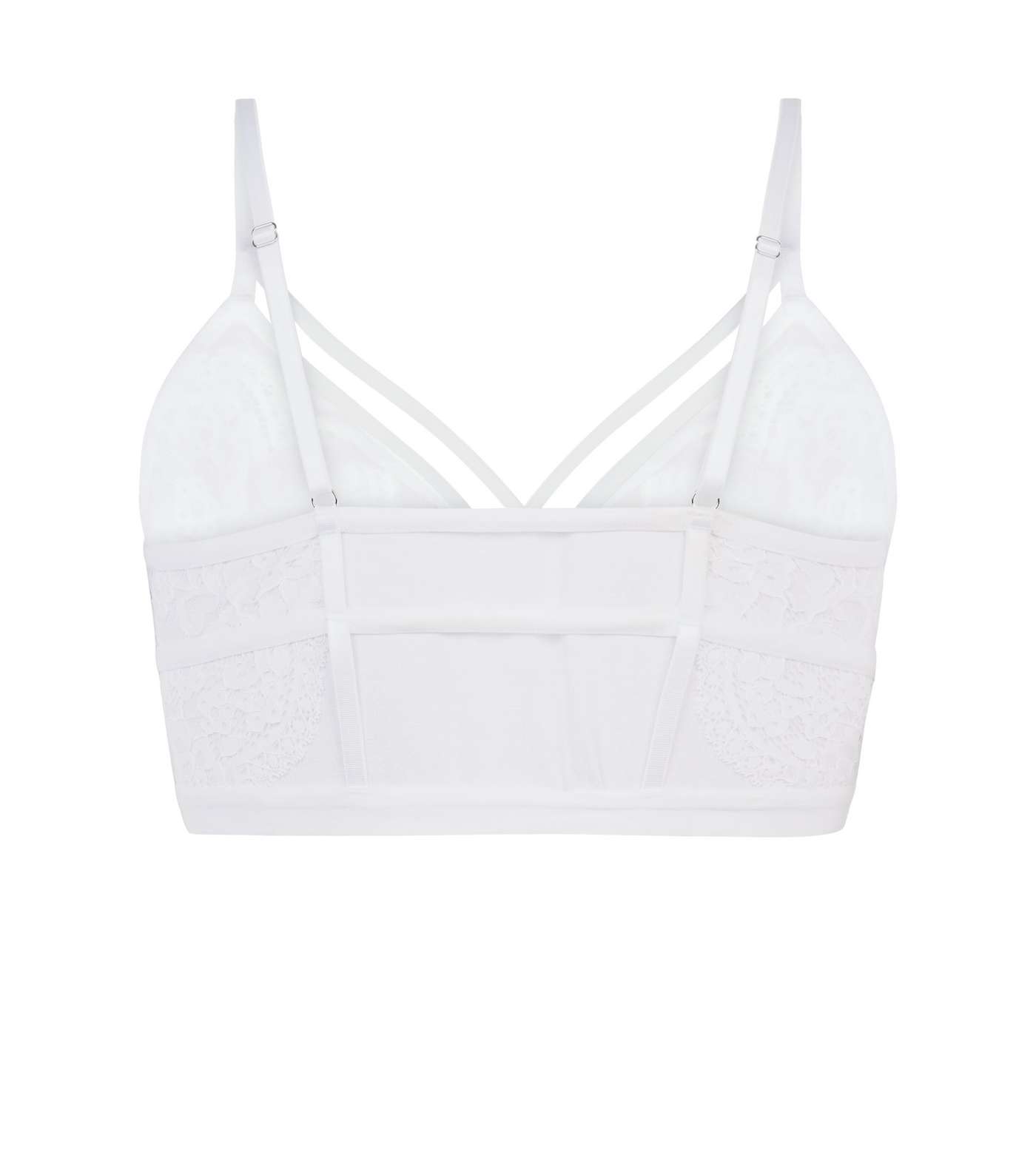 White Mesh And Lace Longline Multi Strap Bralet Image 2