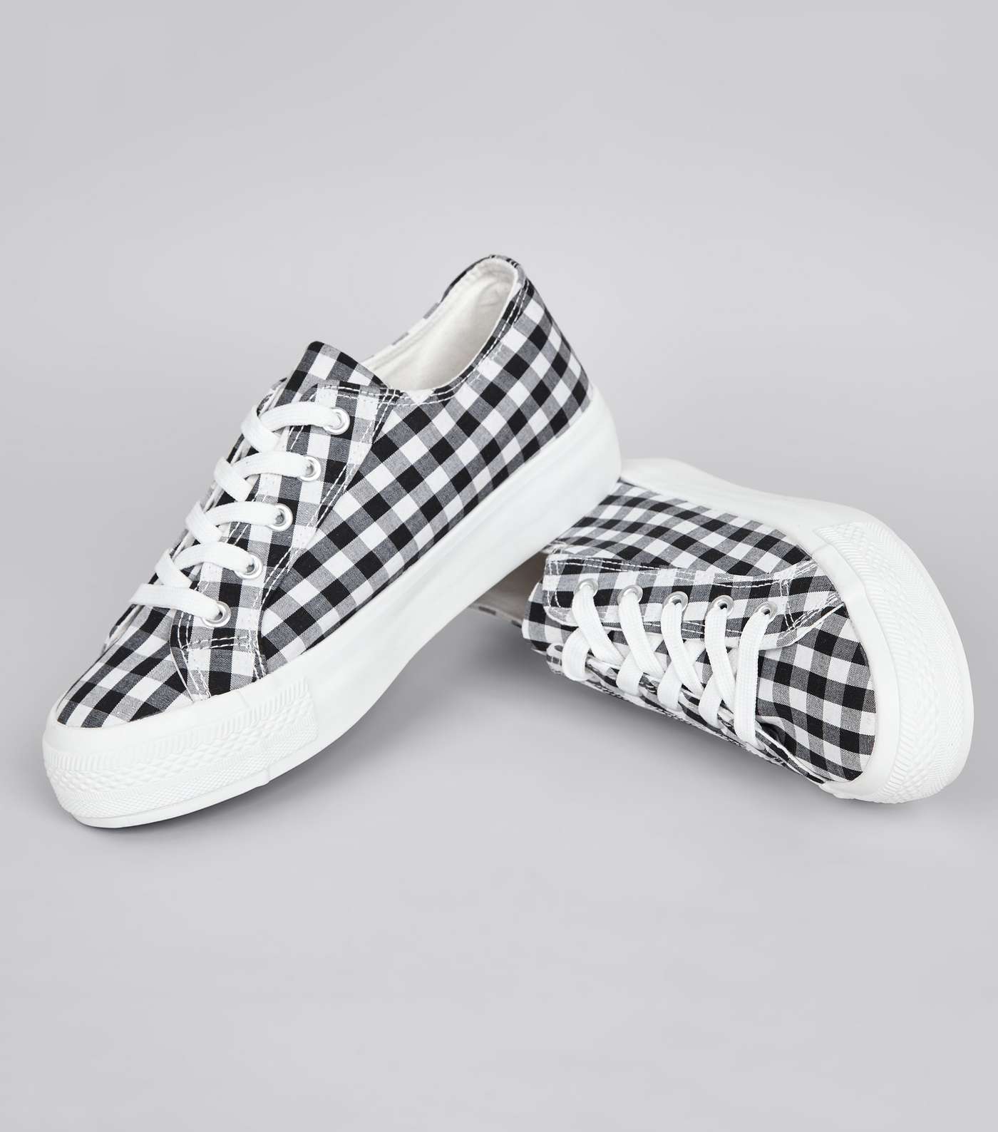 Black Gingham Flatfrom Trainers Image 4