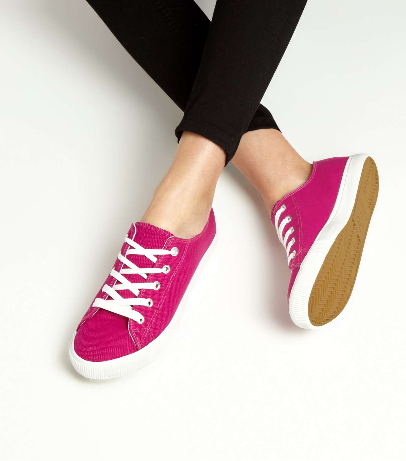 Pink Lace Up Trainers Image 3