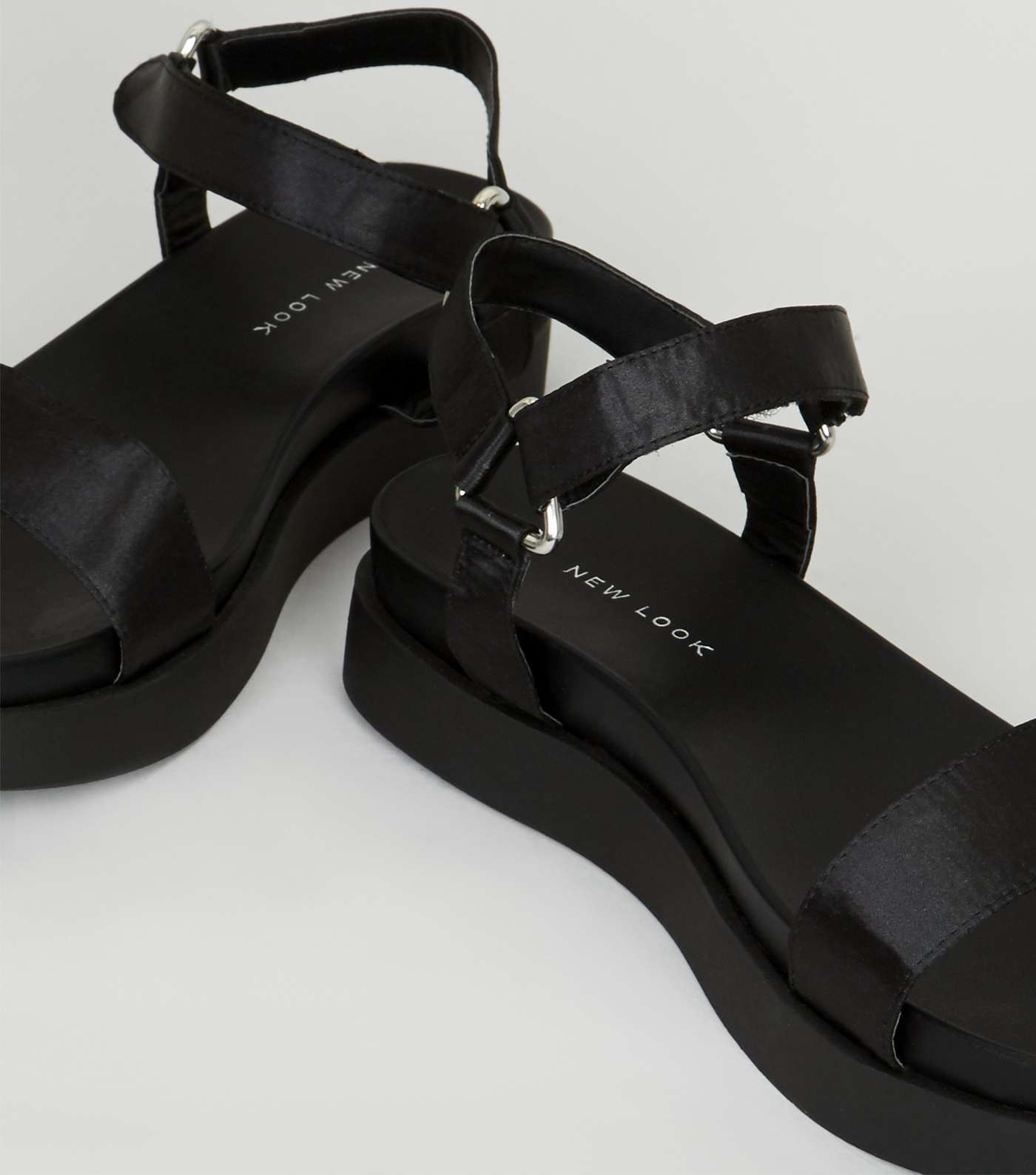 Black Satin Flatform Sandals Image 5