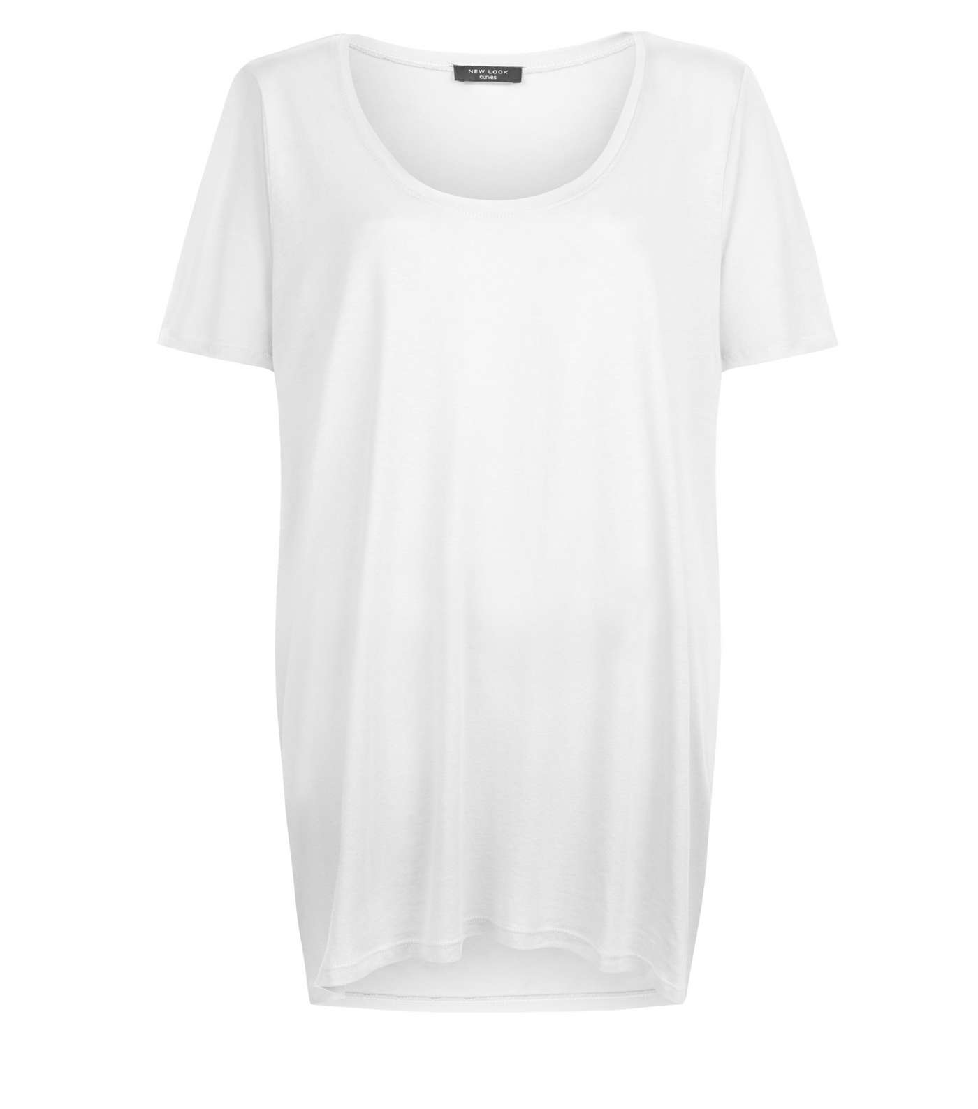 Curves White Scoop Neck T-Shirt Image 4