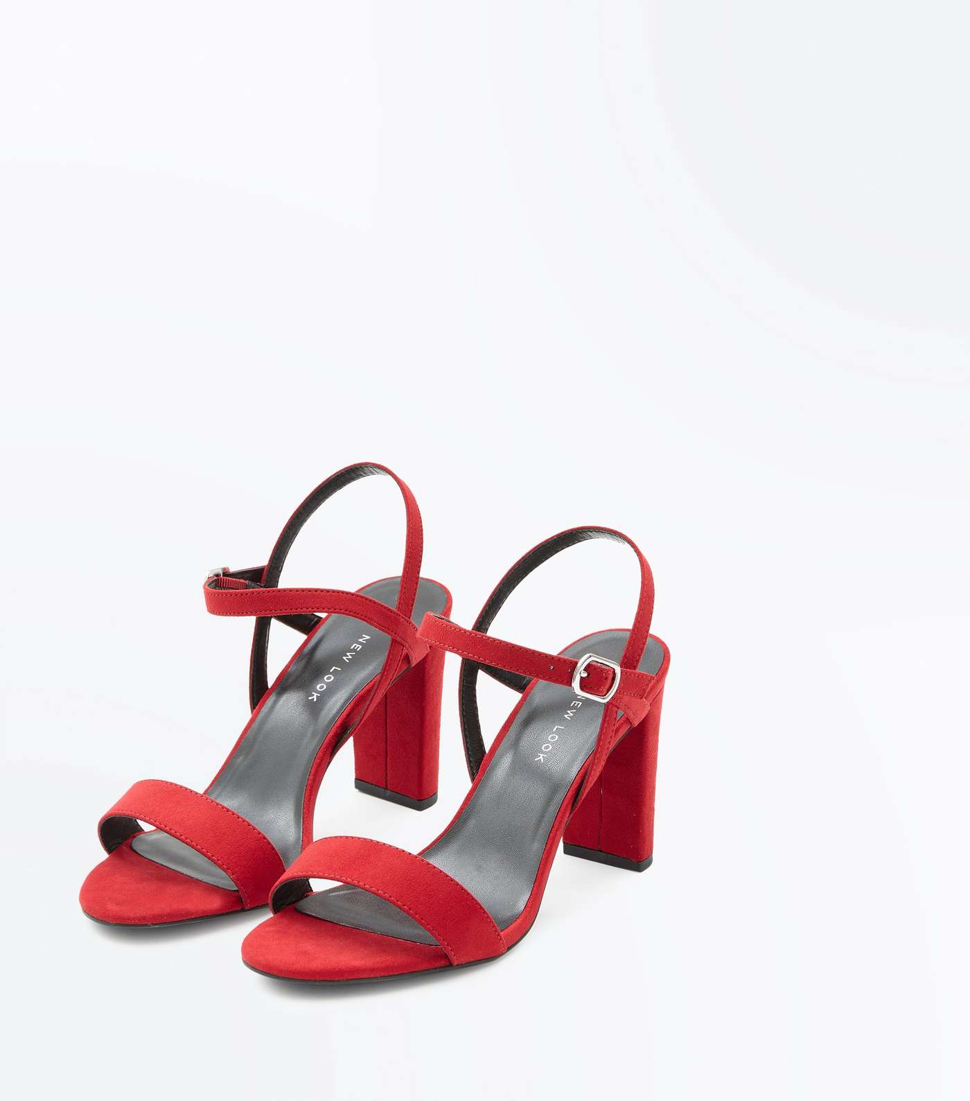 Wide Fit Red Suedette Cross Strap Side Heels Image 5
