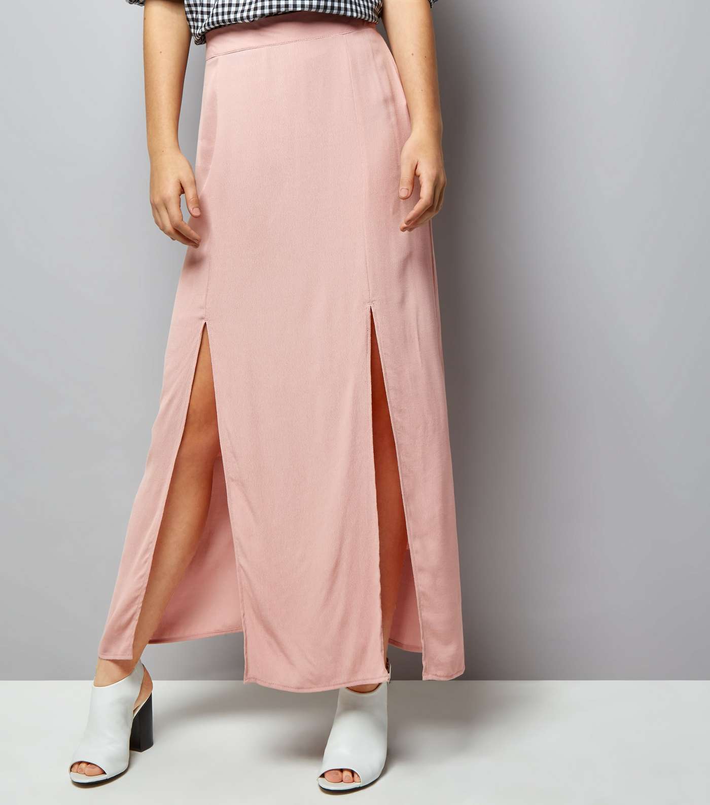Pink Split Side Maxi Skirt