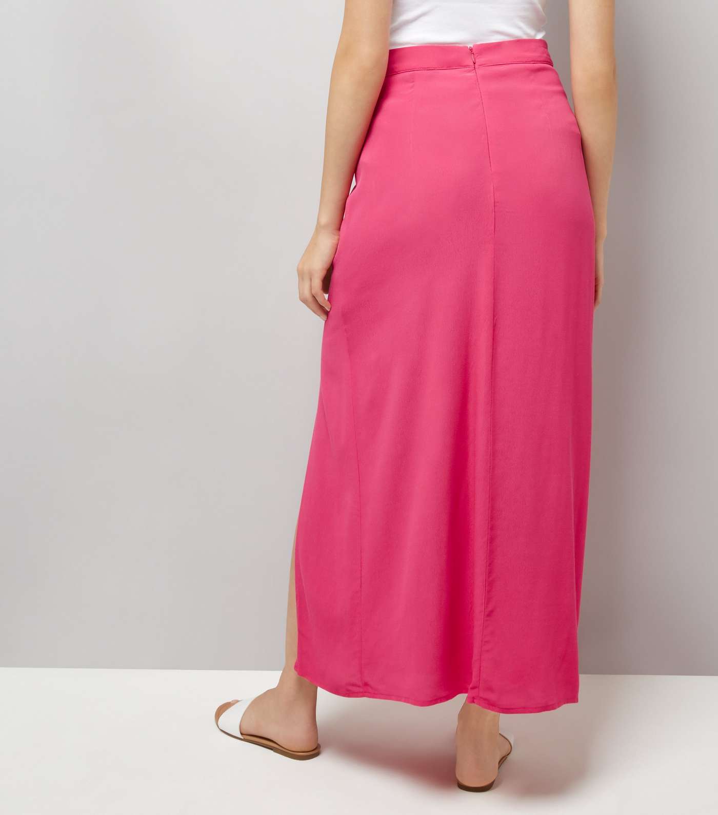 Bright Pink Split Side Maxi Skirt Image 3