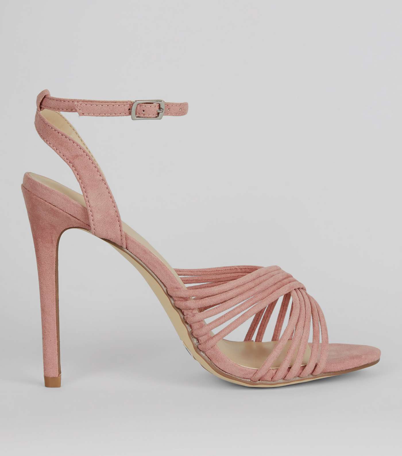 Pink Suedette Strappy Heeled Sandals