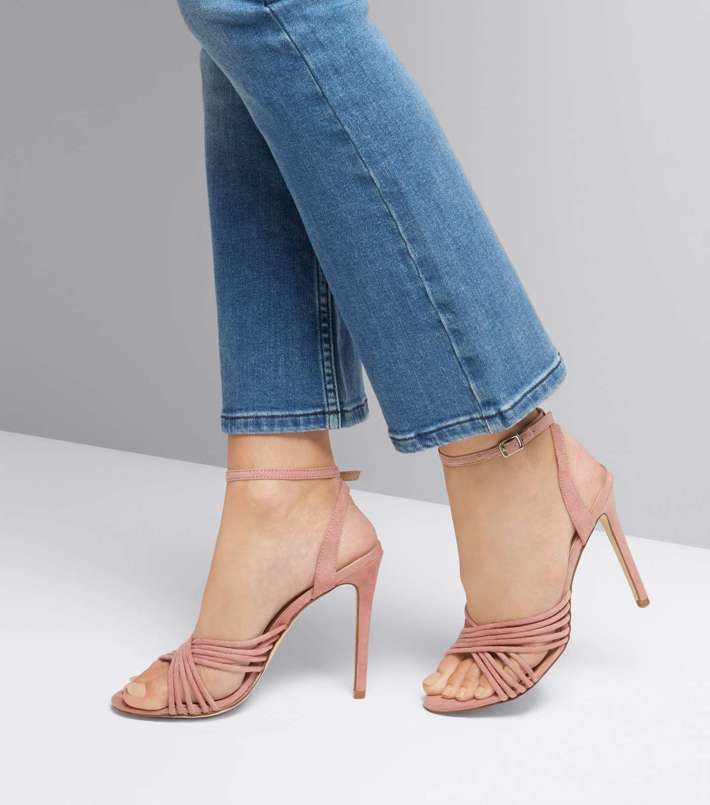 Pink Suedette Strappy Heeled Sandals Image 3