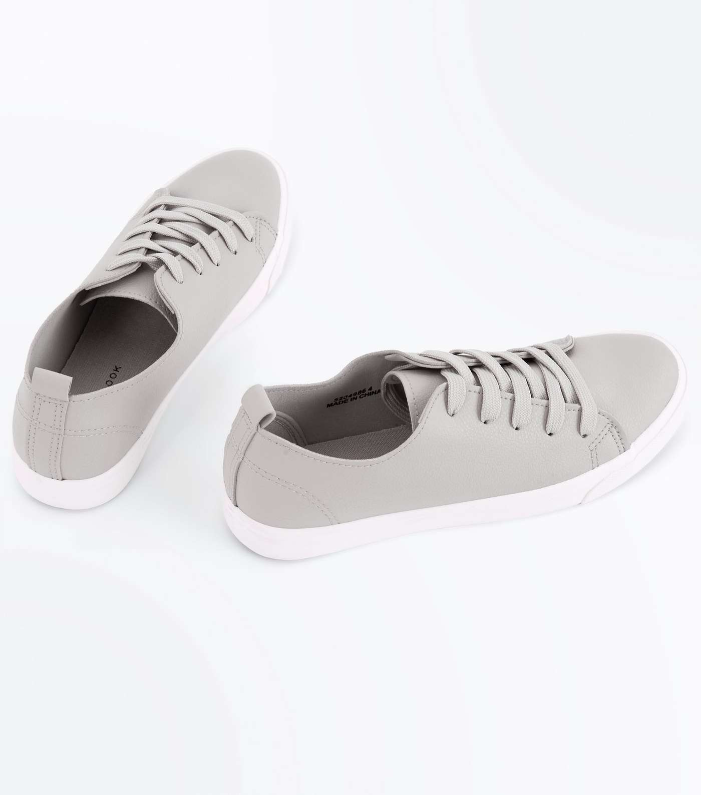 Grey Lace Up Trainers Image 5